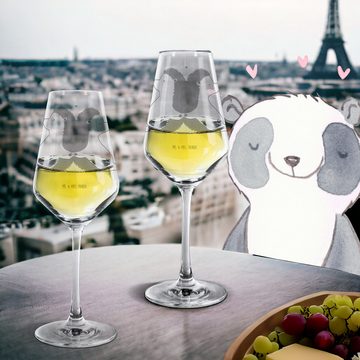 Mr. & Mrs. Panda Weißweinglas Igel händchenhaltend - Transparent - Geschenk, Hochwertige Weinaccess, Premium Glas, Alltagstauglich & robust