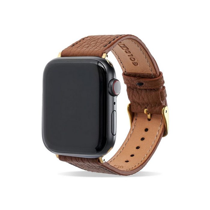 GOLDBLACK Smartwatch-Armband Apple Watch Armband Nappa braun (Adapter gold)