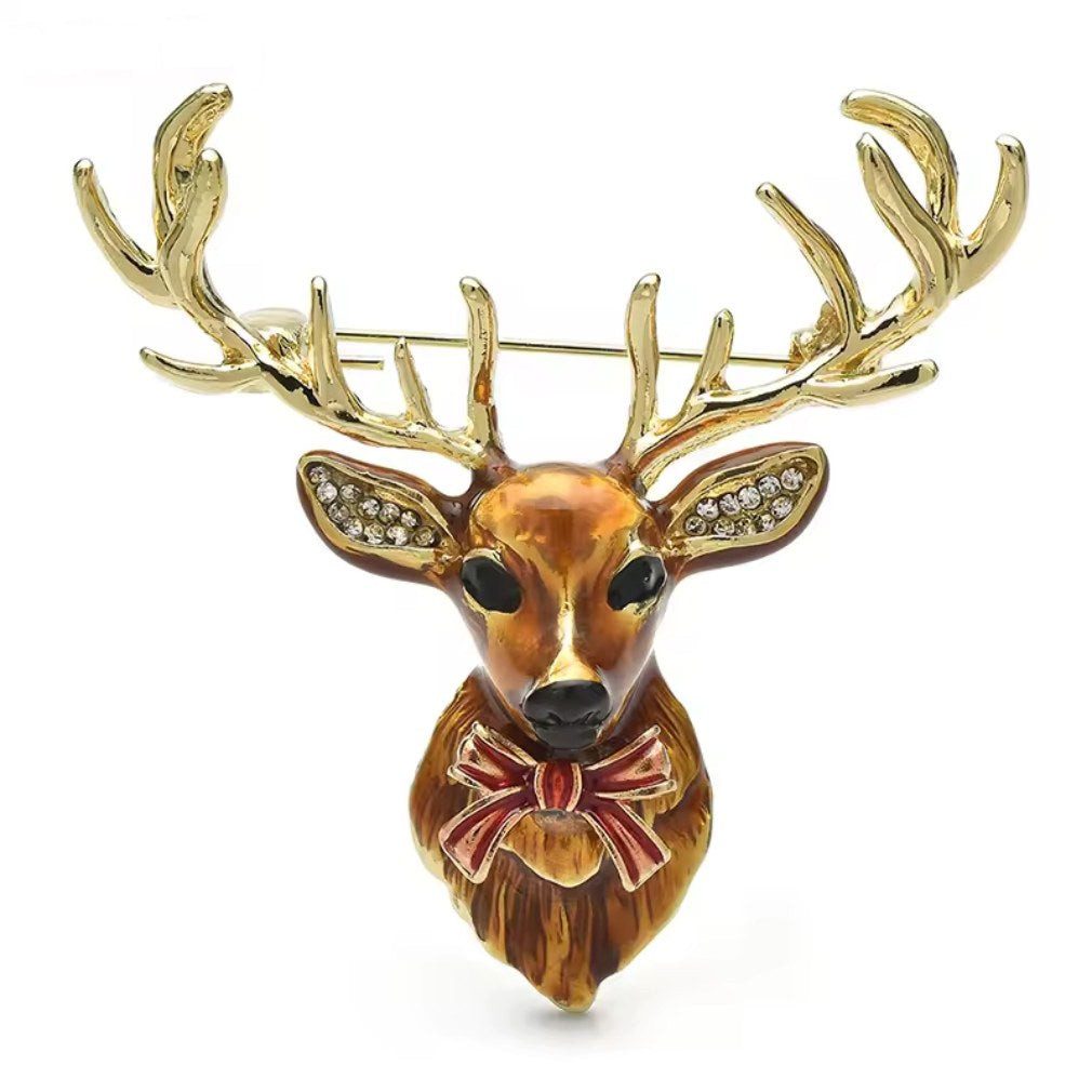 Dark-Desires Brosche Vintage Brosche Hirschkopf in goldfarben 5,7 cm, Vinta günstig online kaufen