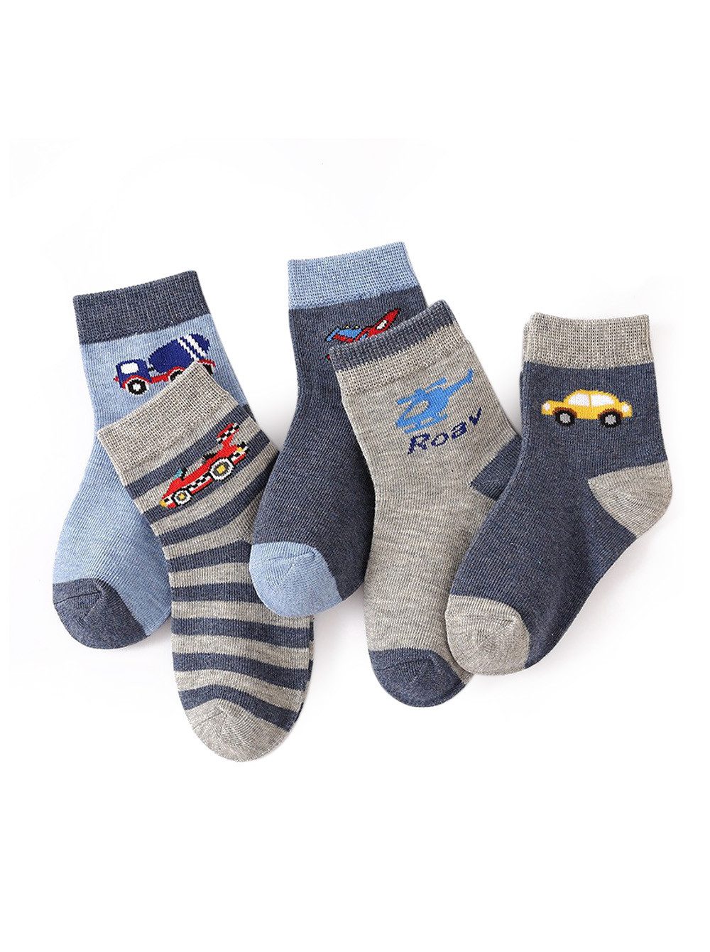 axy Langsocken axy Kinder Socken 5 Paar Multipack Jungen Mädchen Kindersocken (5er Pack) Geschenke Bunte Weich Kindersocken Autos Dinos