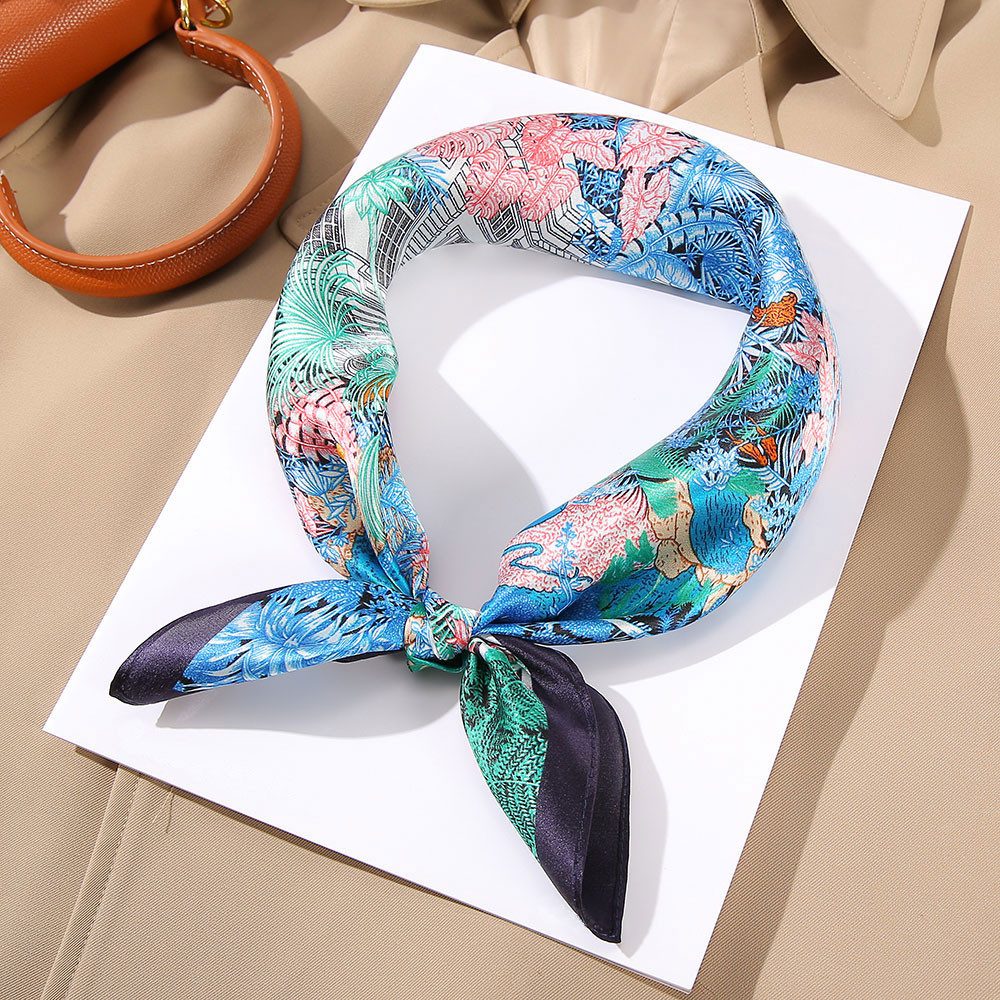 Vivi Idee Seidentuch 100% Maulbeerseide Halstuch Damen, Quadratisches 53x53 cm Halstuch, bedrucktes Seidenschal
