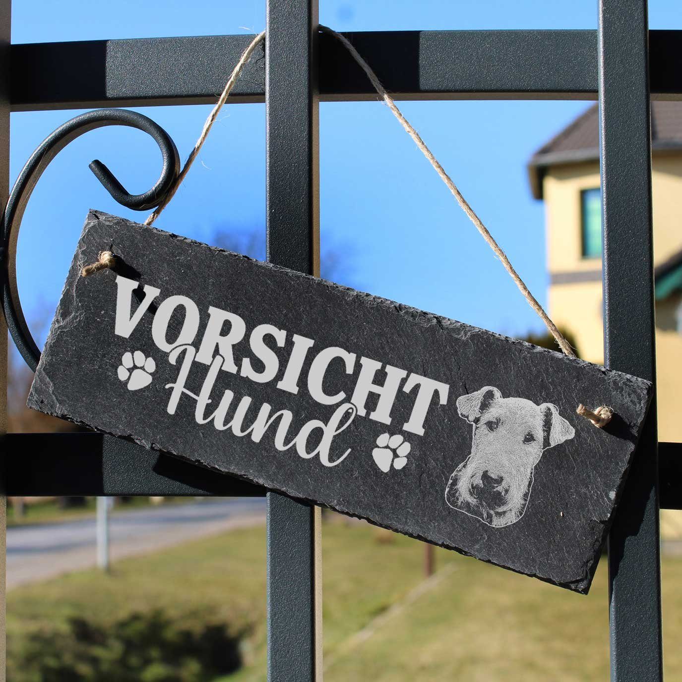 Schild Welsh Hängedekoration Terrier Vorsicht Hund 22x8cm Dekolando