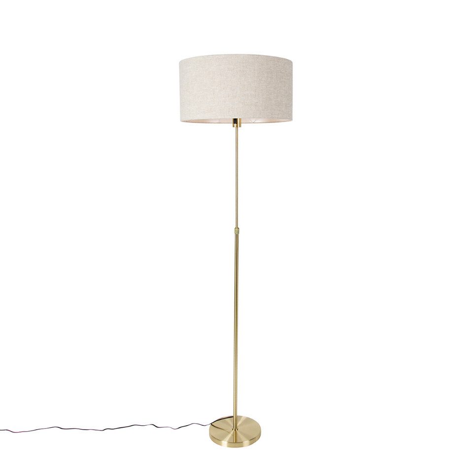 Qazqa Stehlampe Parte stof, ohne Leuchtmittel, E27, Gold/Messing, Design, S günstig online kaufen