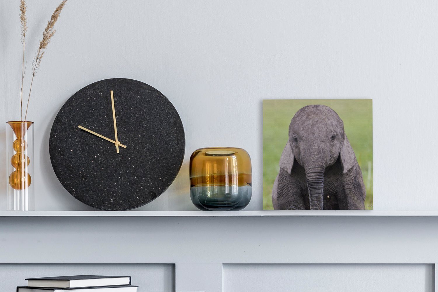 OneMillionCanvasses® Leinwandbild Porträt eines Schlafzimmer Bilder Wohnzimmer für St), (1 Leinwand Elefantenbabys