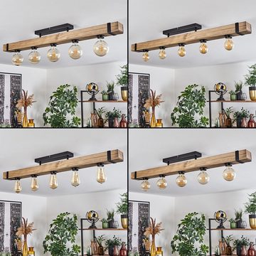 hofstein Deckenleuchte »Bollengo« moderne Deckenlampe aus Metall/Holz in Schwarz/Natur, ohne Leuchtmittel