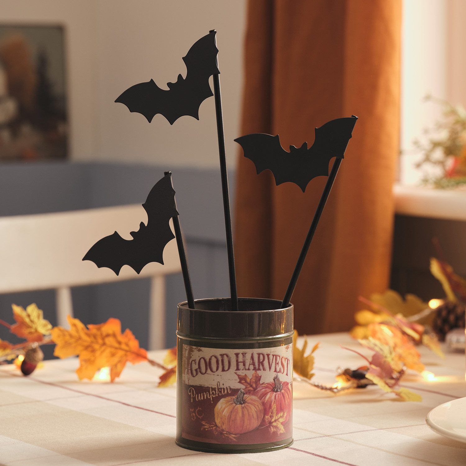Lights4fun Dekoobjekt 3er Set Halloween Fledermaus Gartenstecker in Schwarz