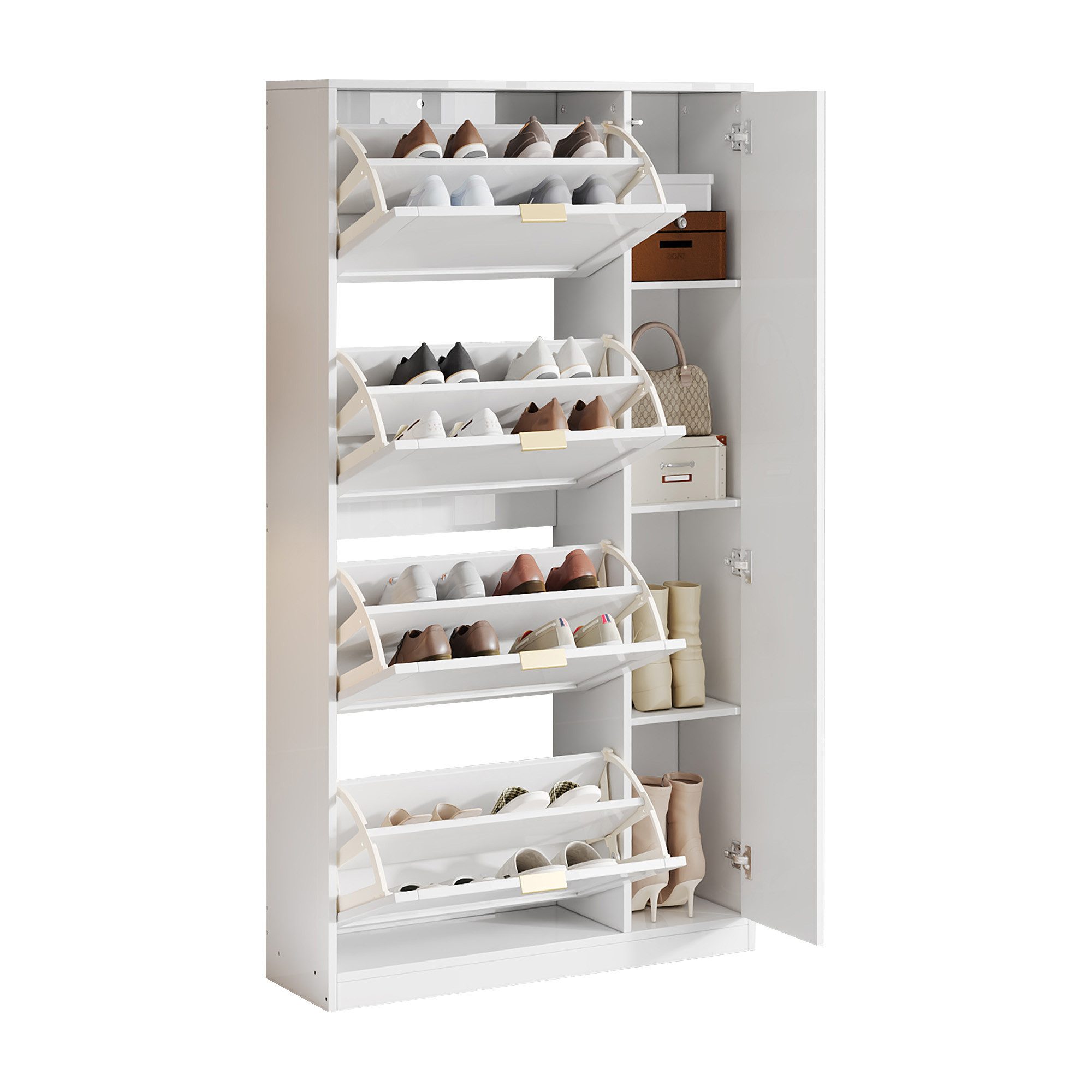 Refined Living Schuhschrank mit Spiegel, 4 klappbaren Aufbewahrungsfächern günstig online kaufen