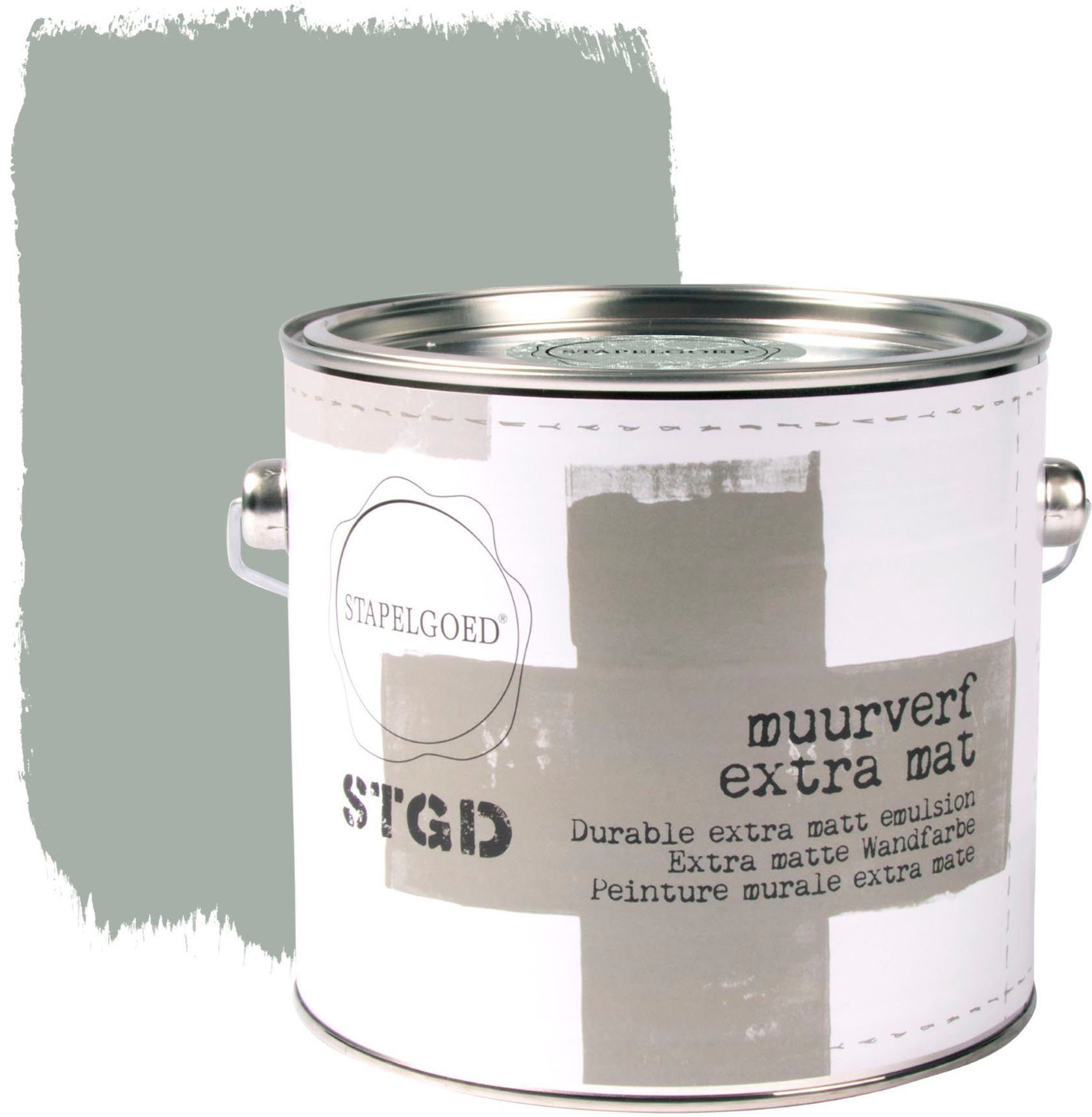 STAPELGOED Wandfarbe STGD muurverf grey shades, extra matt, hochdeckend und waschbeständig, 2,5 Liter Mouse Grau