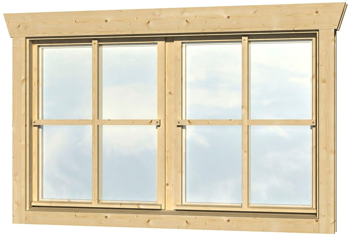 Skanholz Fenster 2-flügelig, für 28 mm Gartenhäuser, 2x57,5x70,5 cm