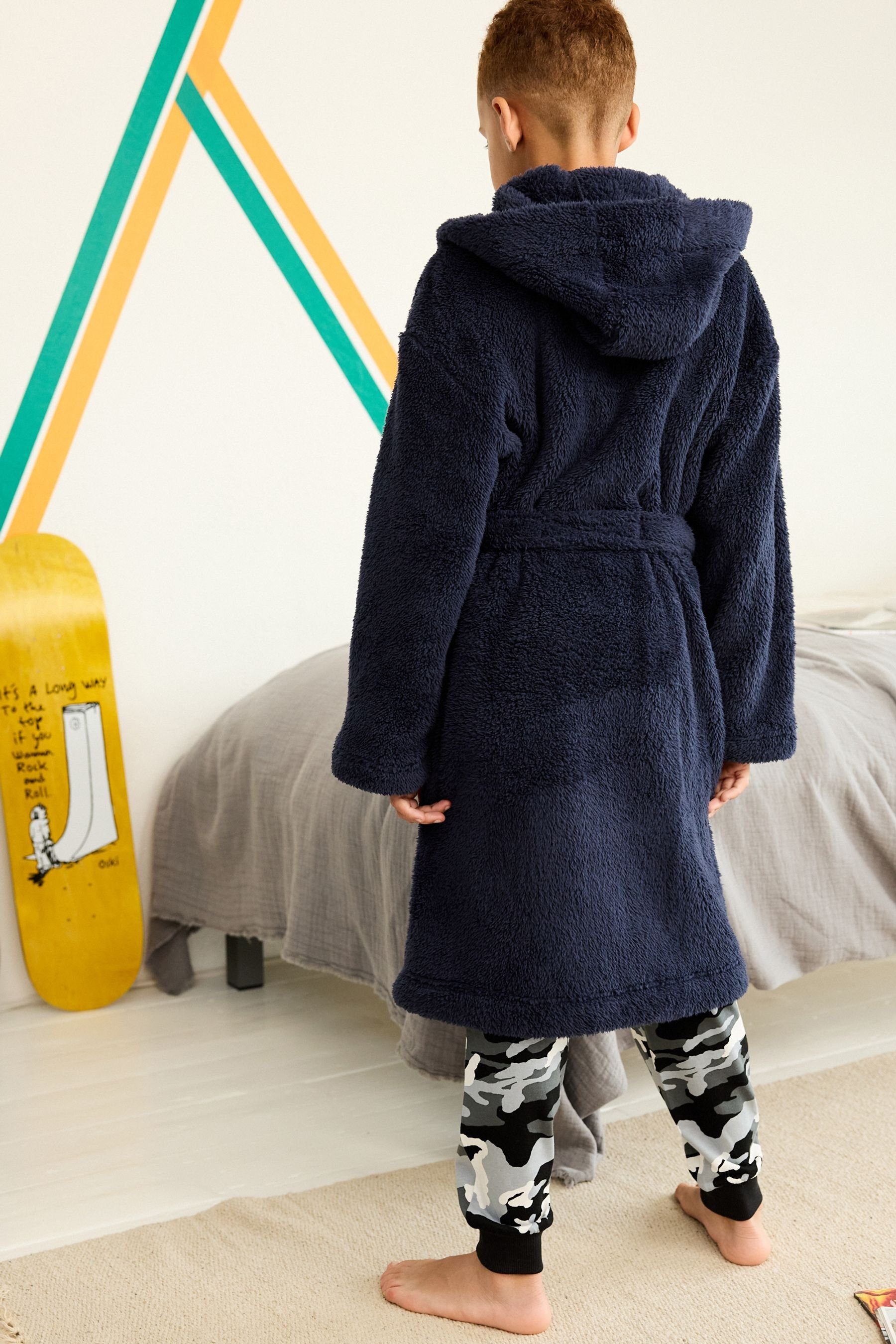 (recycelt) Fleece, Kinderbademantel aus Next Navy Bademantel Polyester Blue