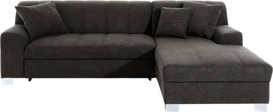 INOSIGN Ecksofa TURAH incl. Zierkissen, moderne Steppung Microfaser Anthrazit