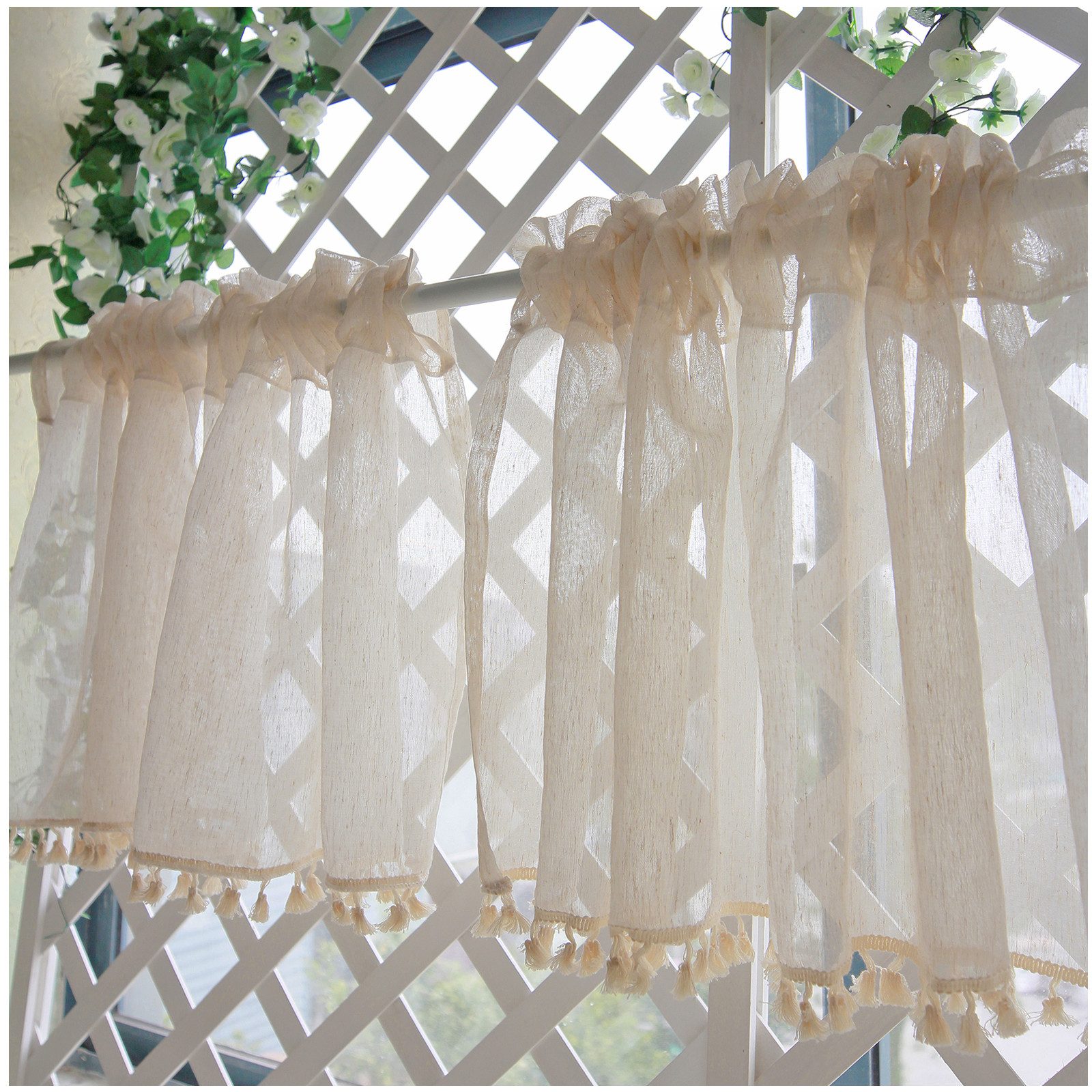 Qelus Scheibengardine Transparent Bistrogardine Gardine Kurz,Beige günstig online kaufen