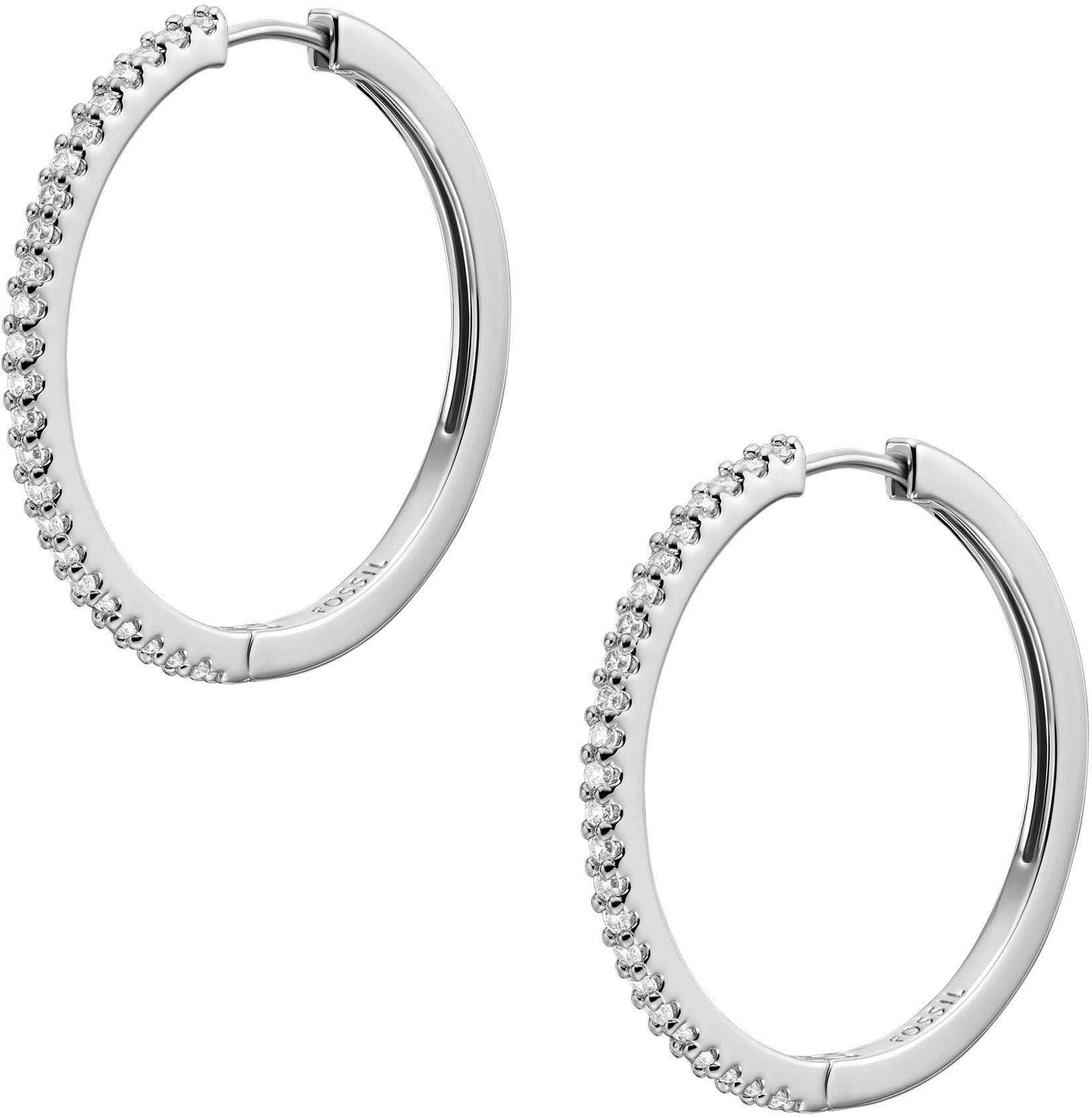 Fossil Paar Creolen Schmuck Geschenk Metall Ohrringe Ellis, mit Zirkonia (synth)