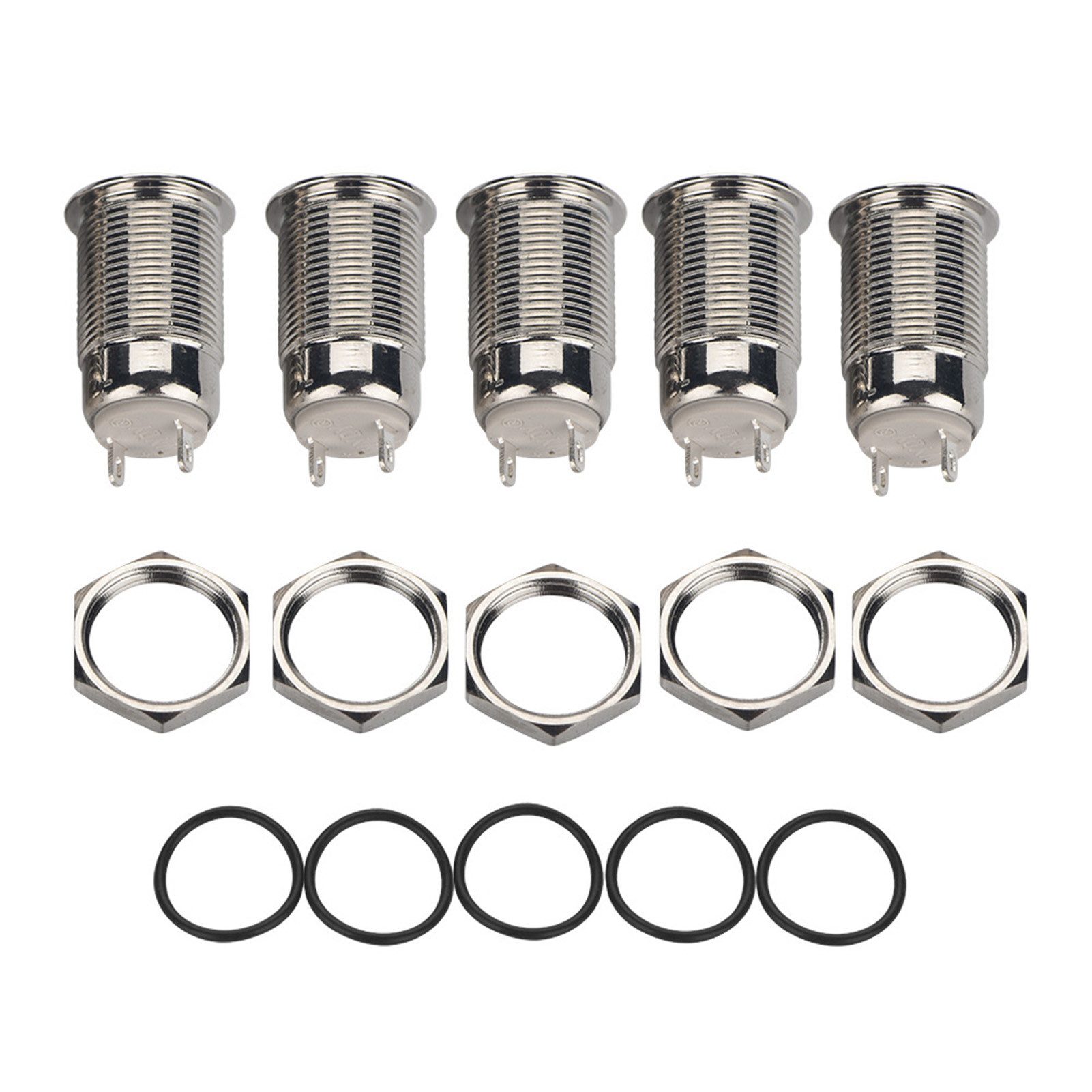 GARRYFIZH Schalter 5 Stück 12 mm wasserdichte selbstverriegelnde Drucktastenschalter mit, wasserdicht, selbstverriegelnd