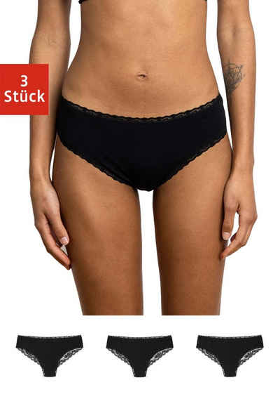 SNOCKS Brasilslip Unterwäsche Damen Brazilian Slip Unterhosen (3-St) aus Bio-Baumwolle mit Spitze, bequem und elegant