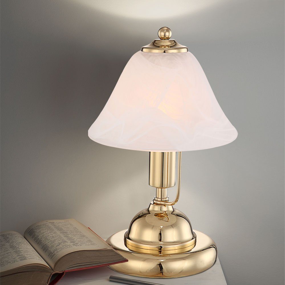 Leuchtmittel etc-shop Antik Tischlampe Tischleuchte goldfarbene nicht Messing inklusive, Tischleuchte,