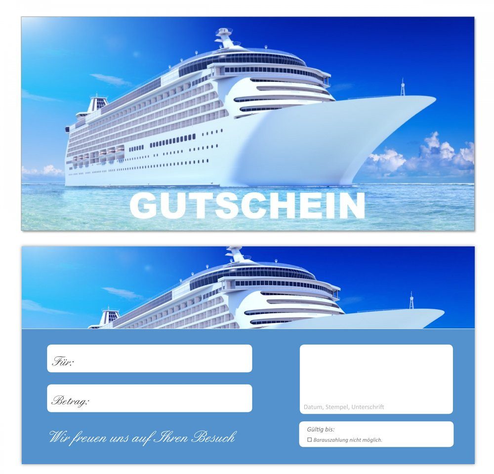 Geschenkkarte Geschenkgutschein Premium Urlaub Schiff Meer (Kreuzfahrt-676)