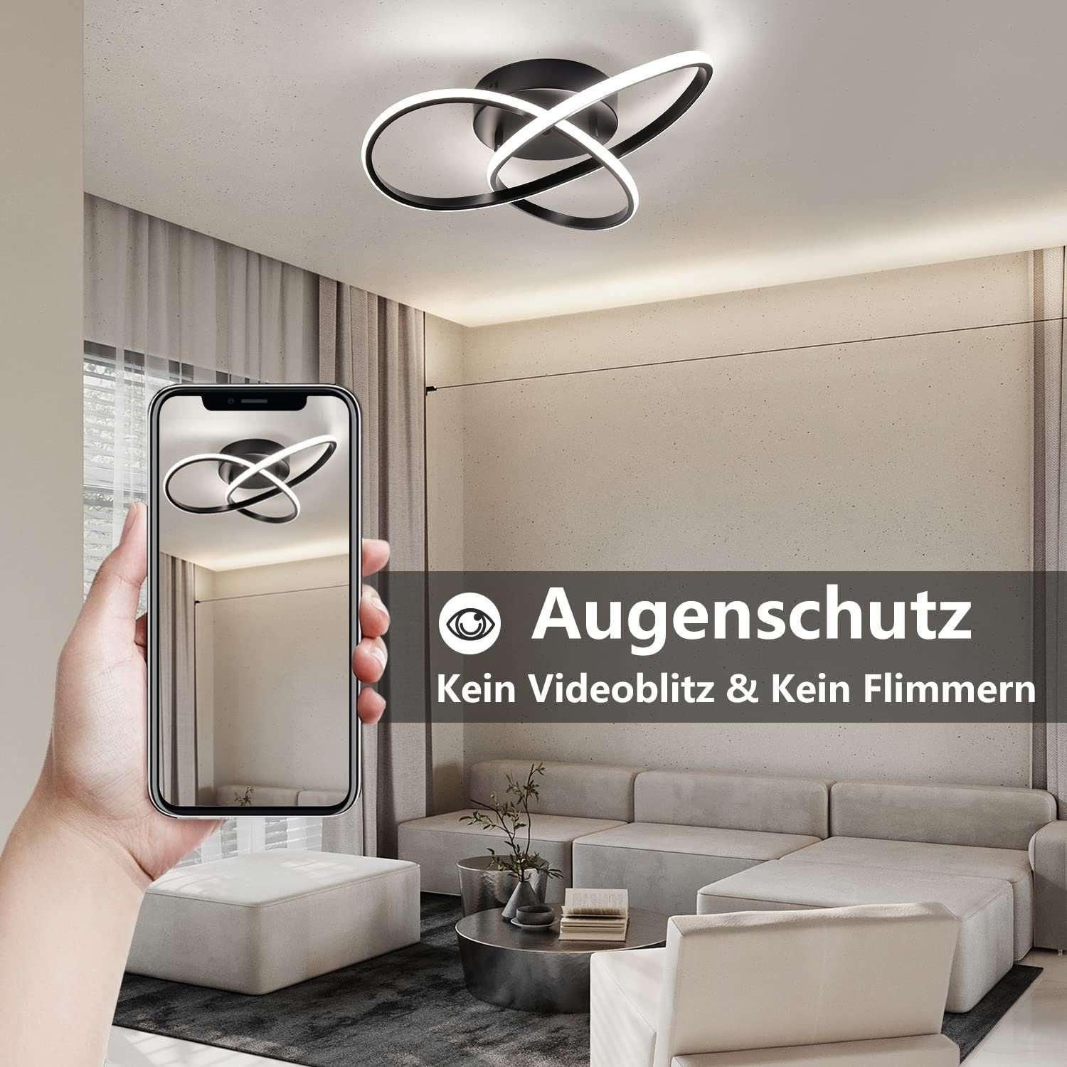 Nettlife LED Deckenleuchte Flurlampe Modern Küchenlampe Schwarz Weiß 3000K Wohnzimmer, Flimmfrei Blendfrei, LED fest integriert, Kaltweiß, Neutralweiß, Warmweiß – Bild 5 von 5