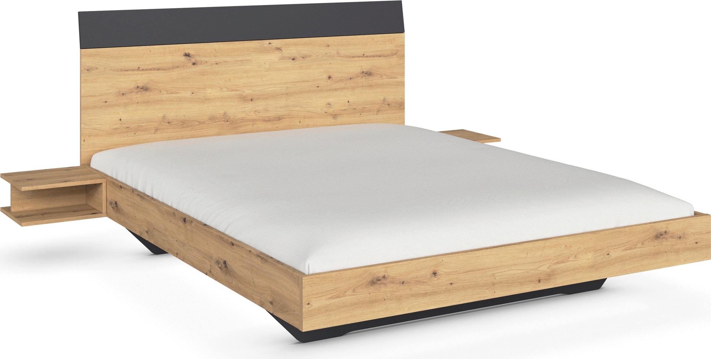 rauch Bettanlage Monza, in schwebender Optik und hohem Bettkopfteil sowie 2 Nachttische