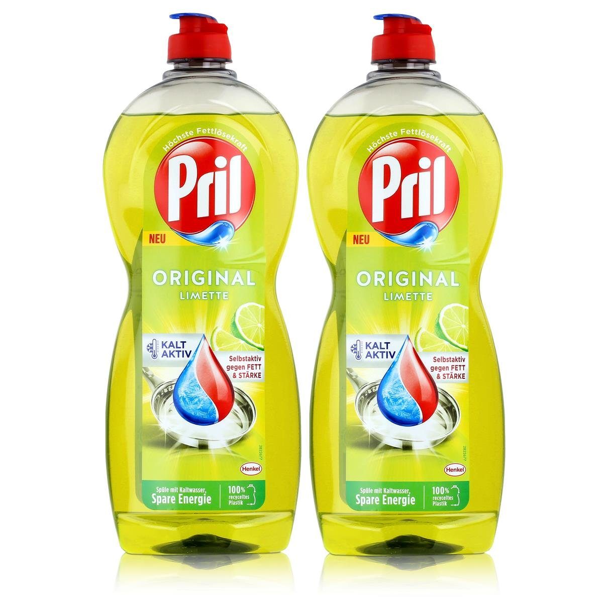 Pril Spülmittel Original Limette 675ml - Hohe Fettlösekraft (2er Pack) Geschirrspülmittel