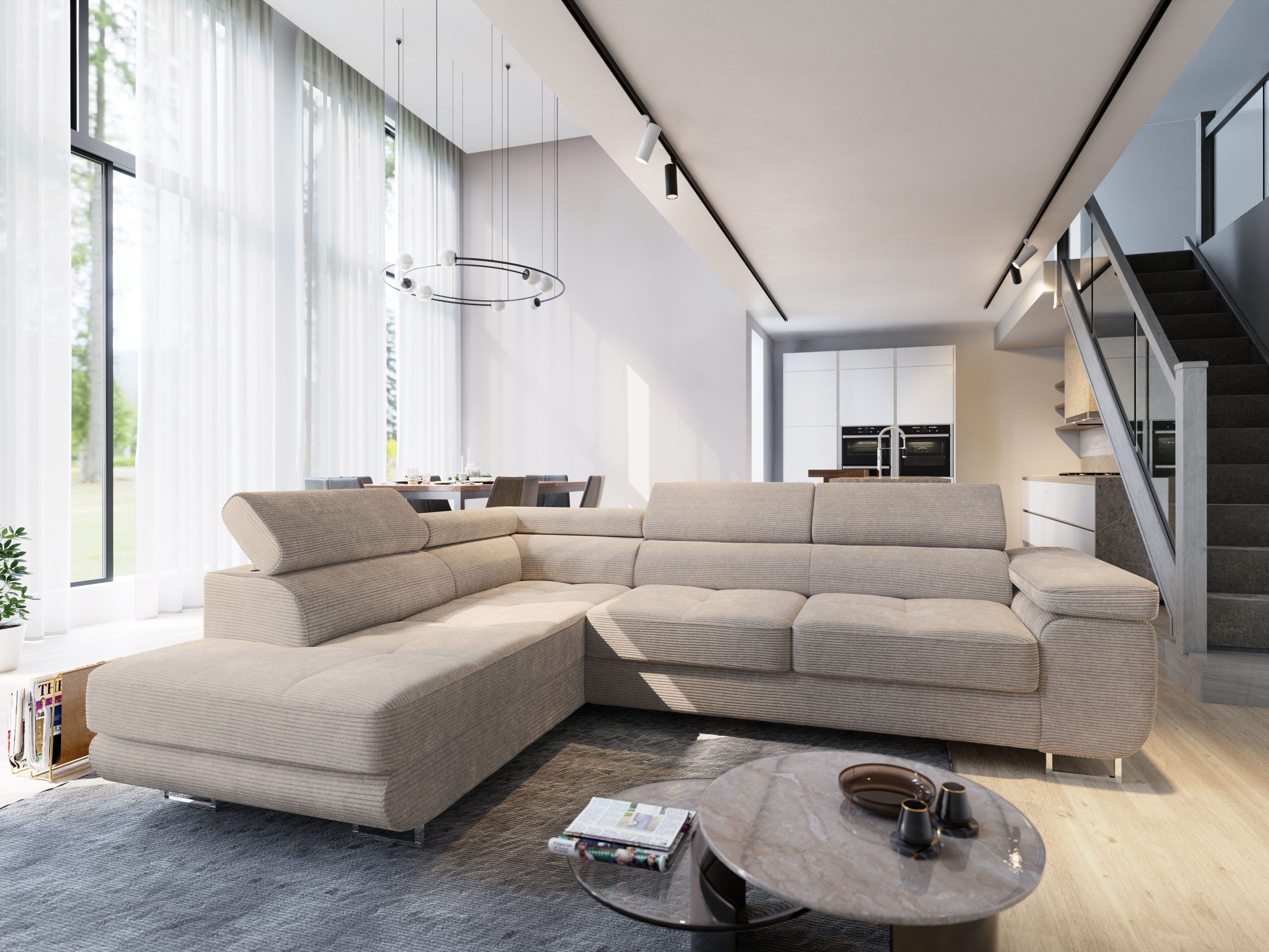 Masseno Ecksofa APIRO mit Schlaffunktion L-Form, Sofa mit Bettkasten günstig online kaufen