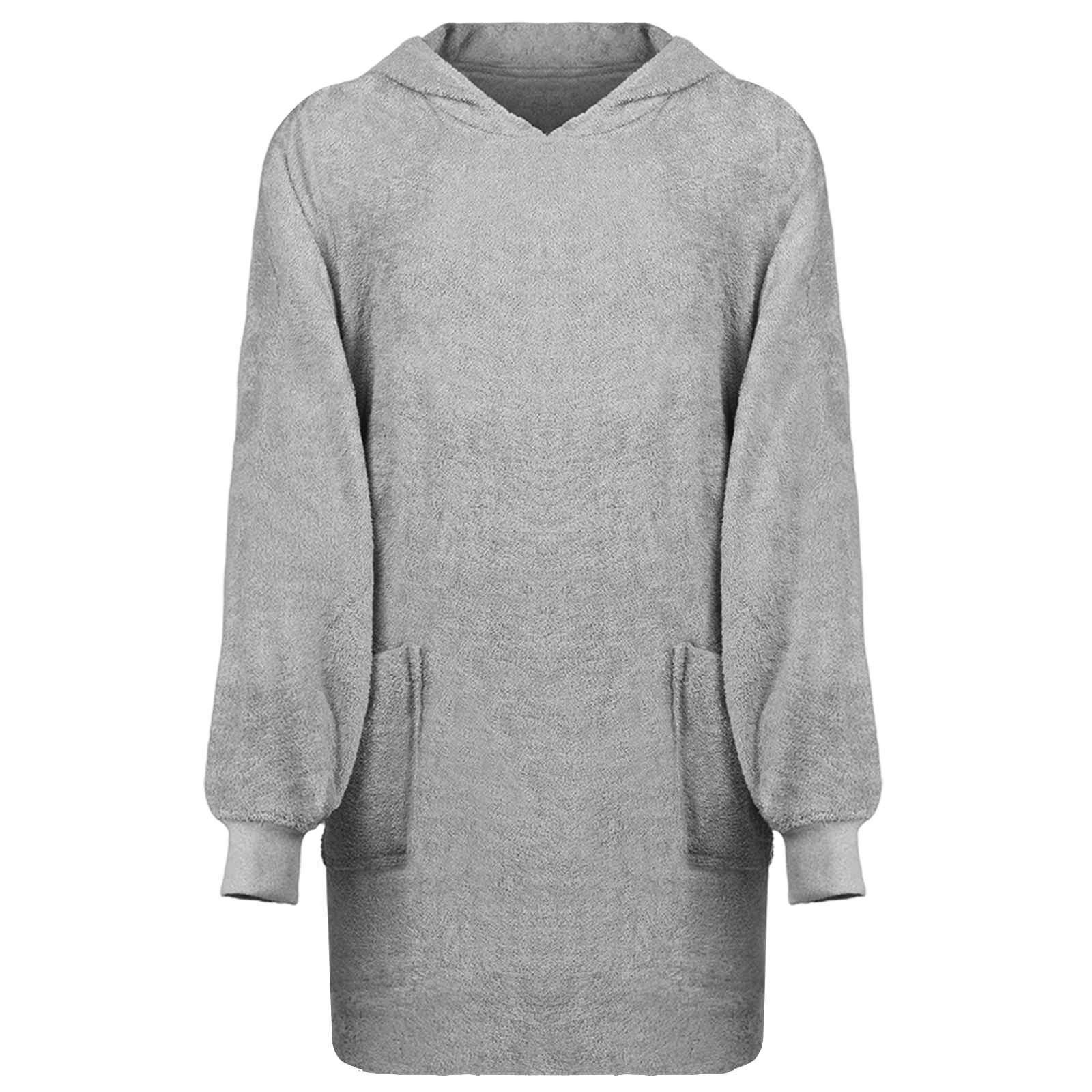 vidaXL Bademantel Decken-Hoodie KINN Grau L Baumwolle, Baumwolle