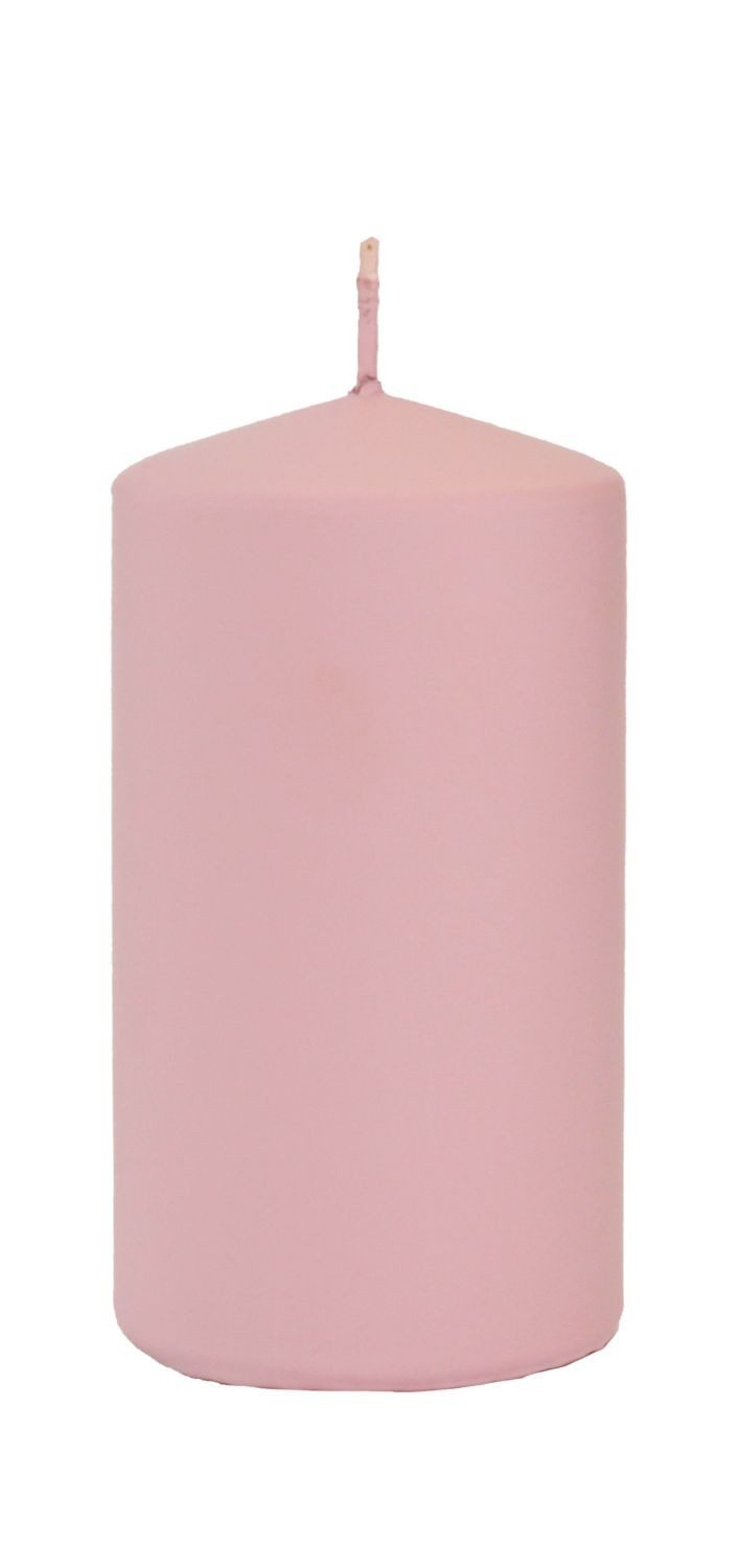 INNA-Glas Stumpenkerze LYCANTHIA, Frosted Pastel, altrosa, 13cm, Ø7cm, 52h