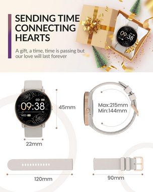 DekeFit S61 Or Smartwatch (1.39 Zoll, Andriod IOS), heart rate/SpO2/sleepmonitor/menstrual cycleIP68waterproof wristwatch
