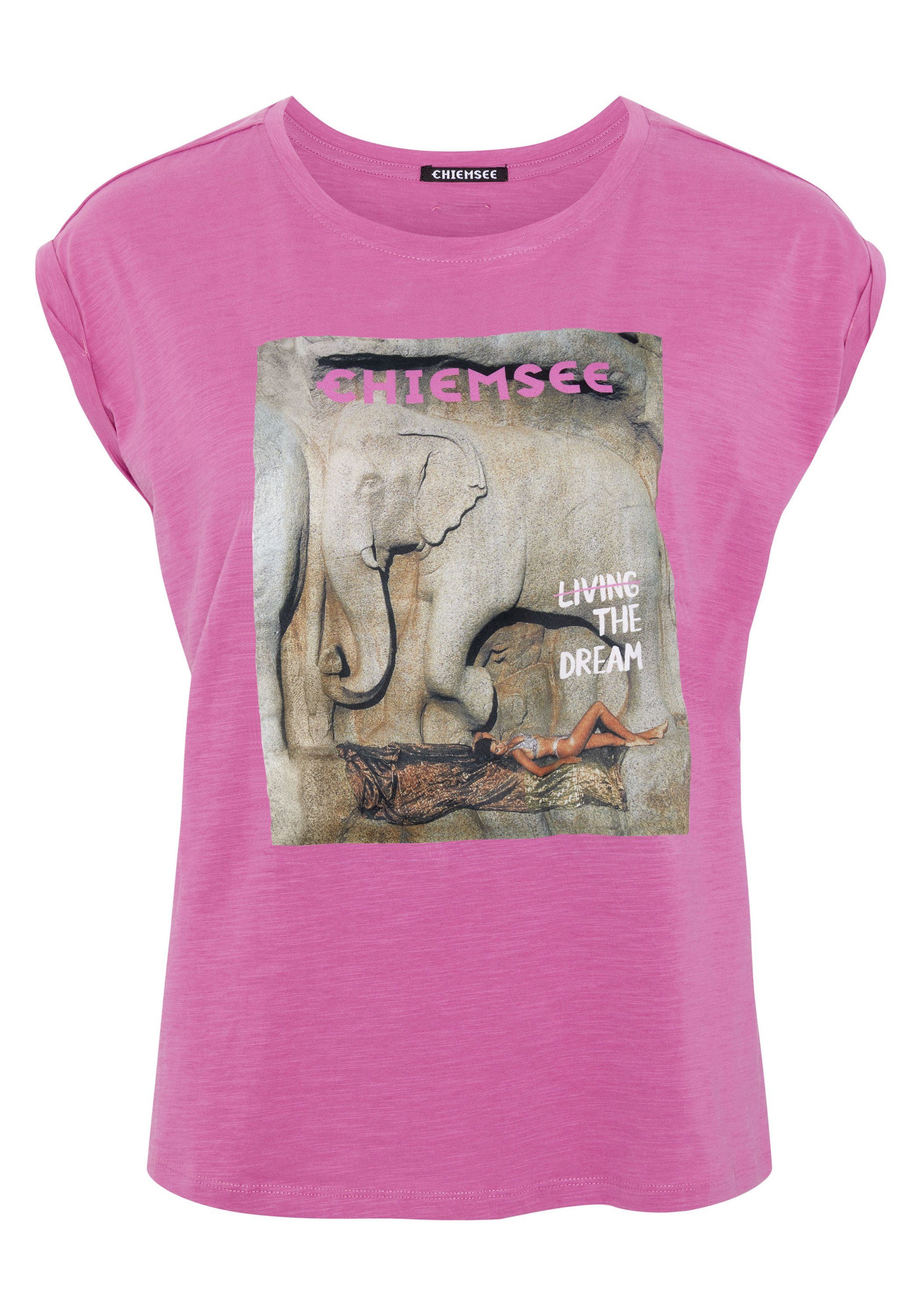 Chiemsee Print-Shirt T-Shirt mit mehrfarbigem Frontprint 1 Super Pink