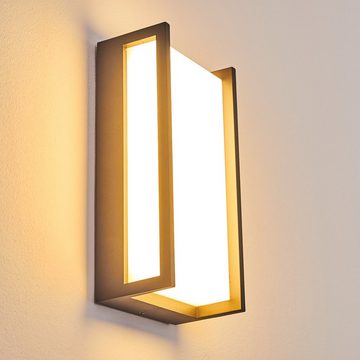 hofstein Außen-Wandleuchte »Borro« LED Außenmoderne Wandlampe aus Aluminiumin Anthrazit, 3000 Kelvin, 18 Watt, 1100 Lumen, eckige für Terrasse/Hof/Haustür, IP54