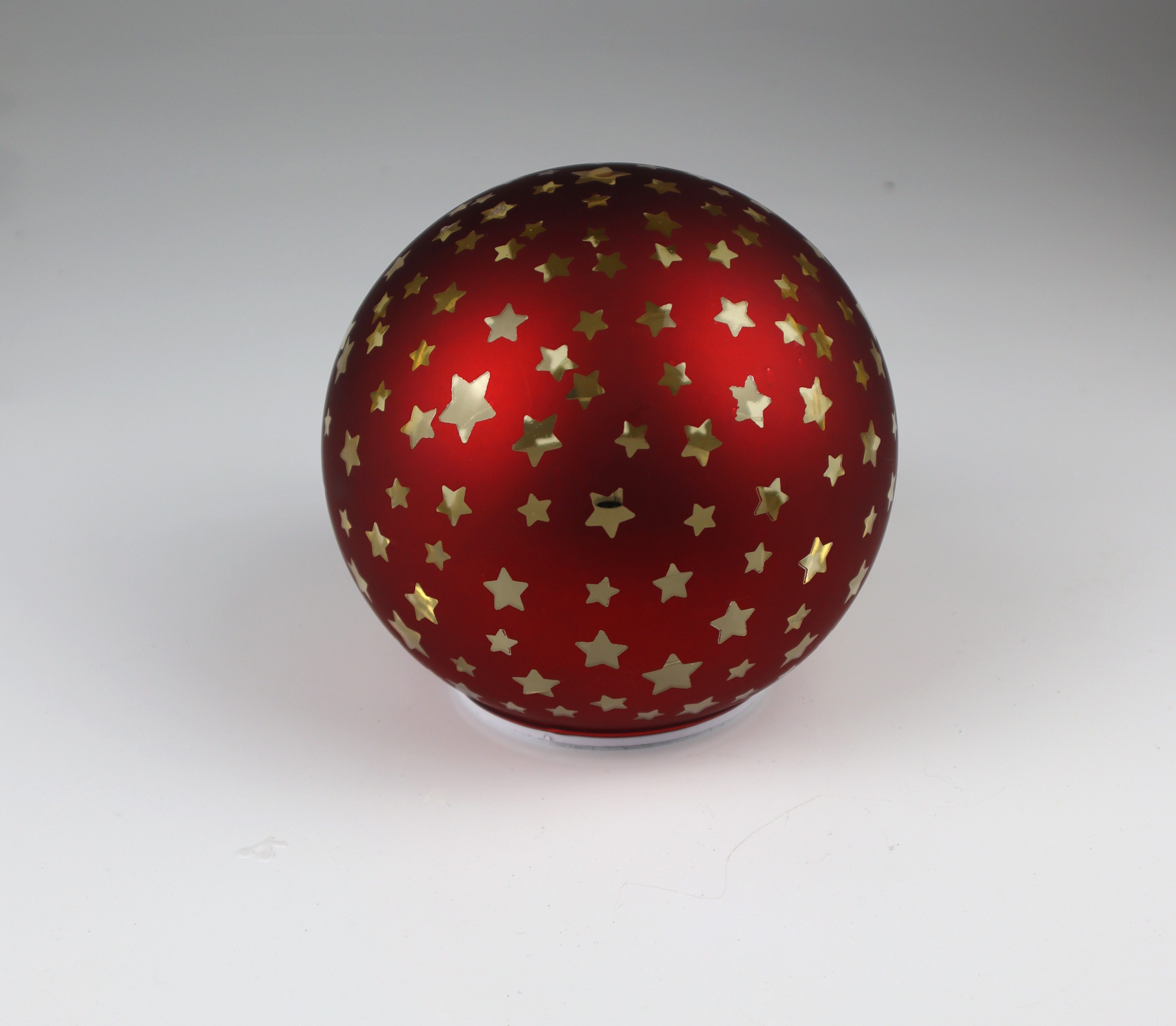AM Design LED Dekoobjekt rote Glaskugel mit drehbaren Sternen, LED fest integriert, Ø: 18 cm
