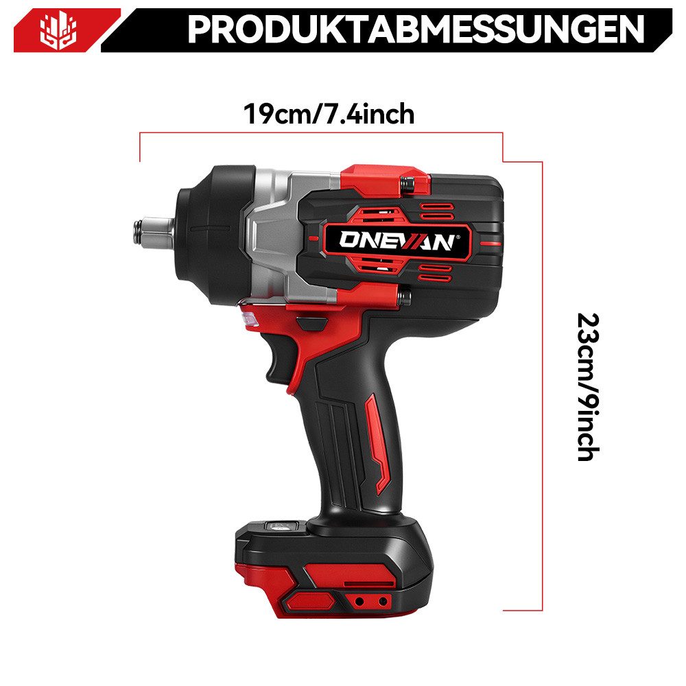 ONEVAN Akku-Schlagschrauber 2800Nm Akku-Schlagschrauber, 1/2 Zoll, 2x Akku, 44x Zubehör, 8000 U/min