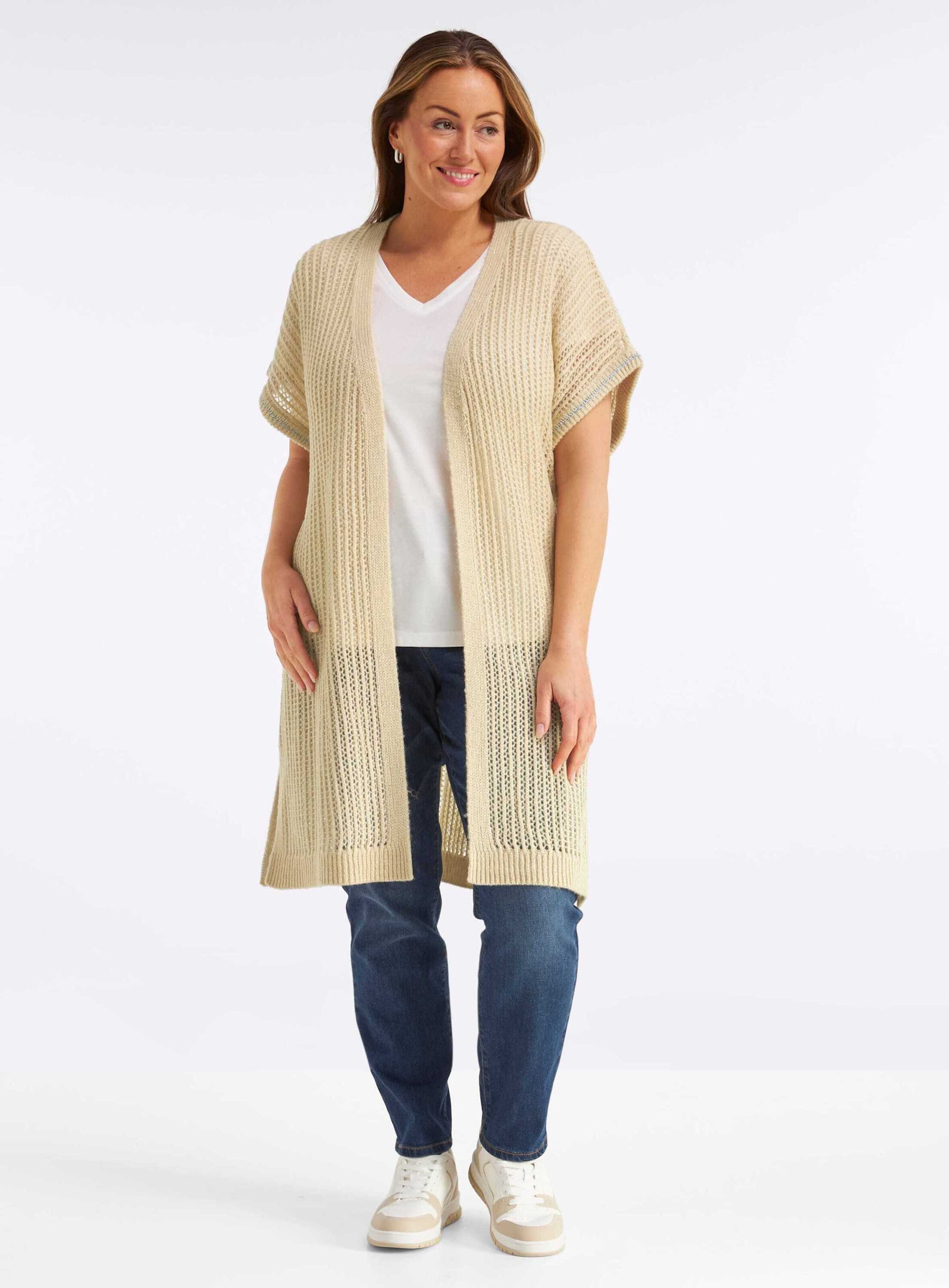 Sheego Strickweste Long-Strickweste Kurzarm günstig online kaufen