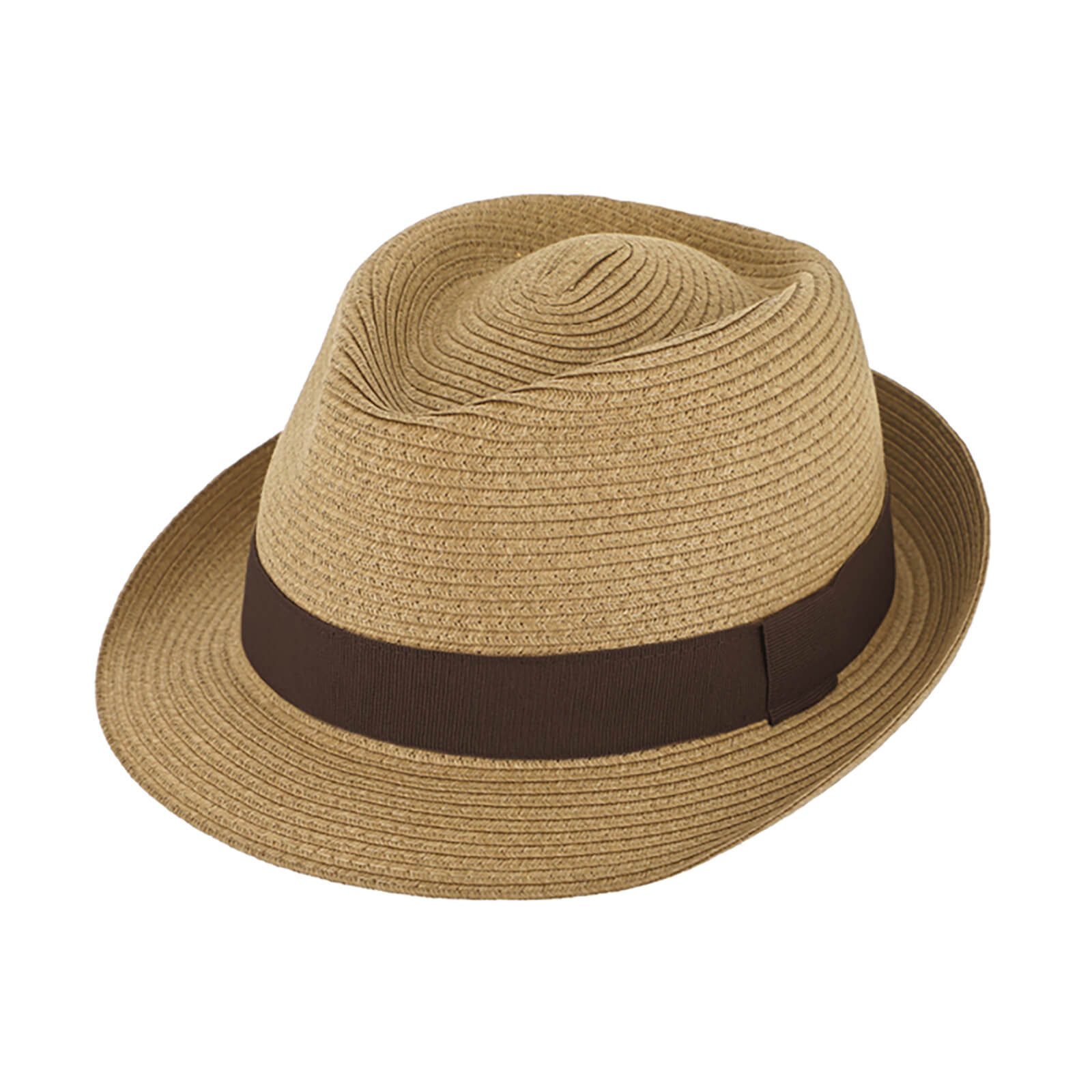 Fiebig Sonnenhut Papierhut Trilby uni mit gleichfarbigem Ripsband