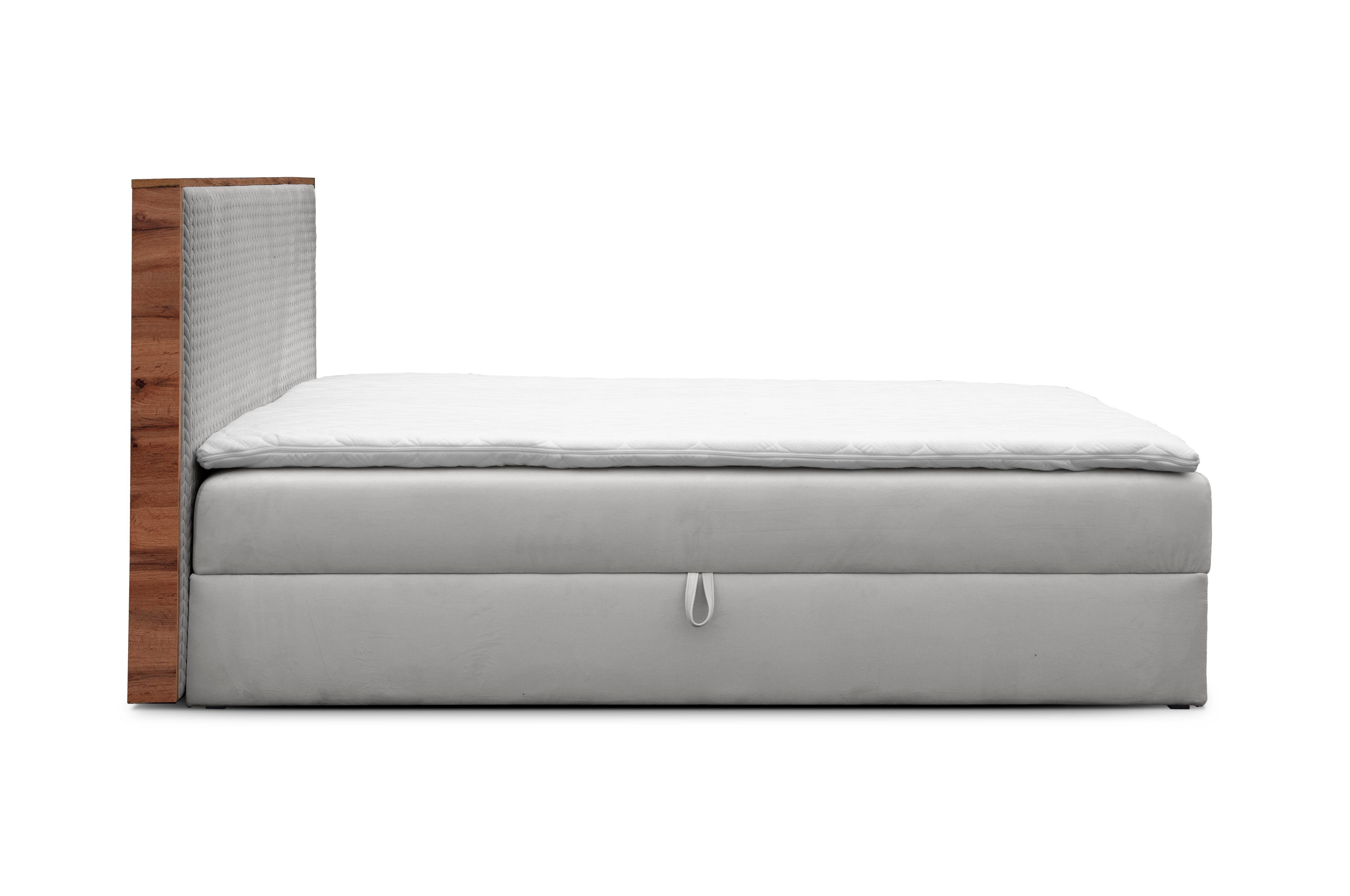 AN FURNITURE STORE Boxspringbett FRANCESCO mit Bettkasten, Topper und Matratze (120x200), Kompletbett, Bonellfederkernmatratze