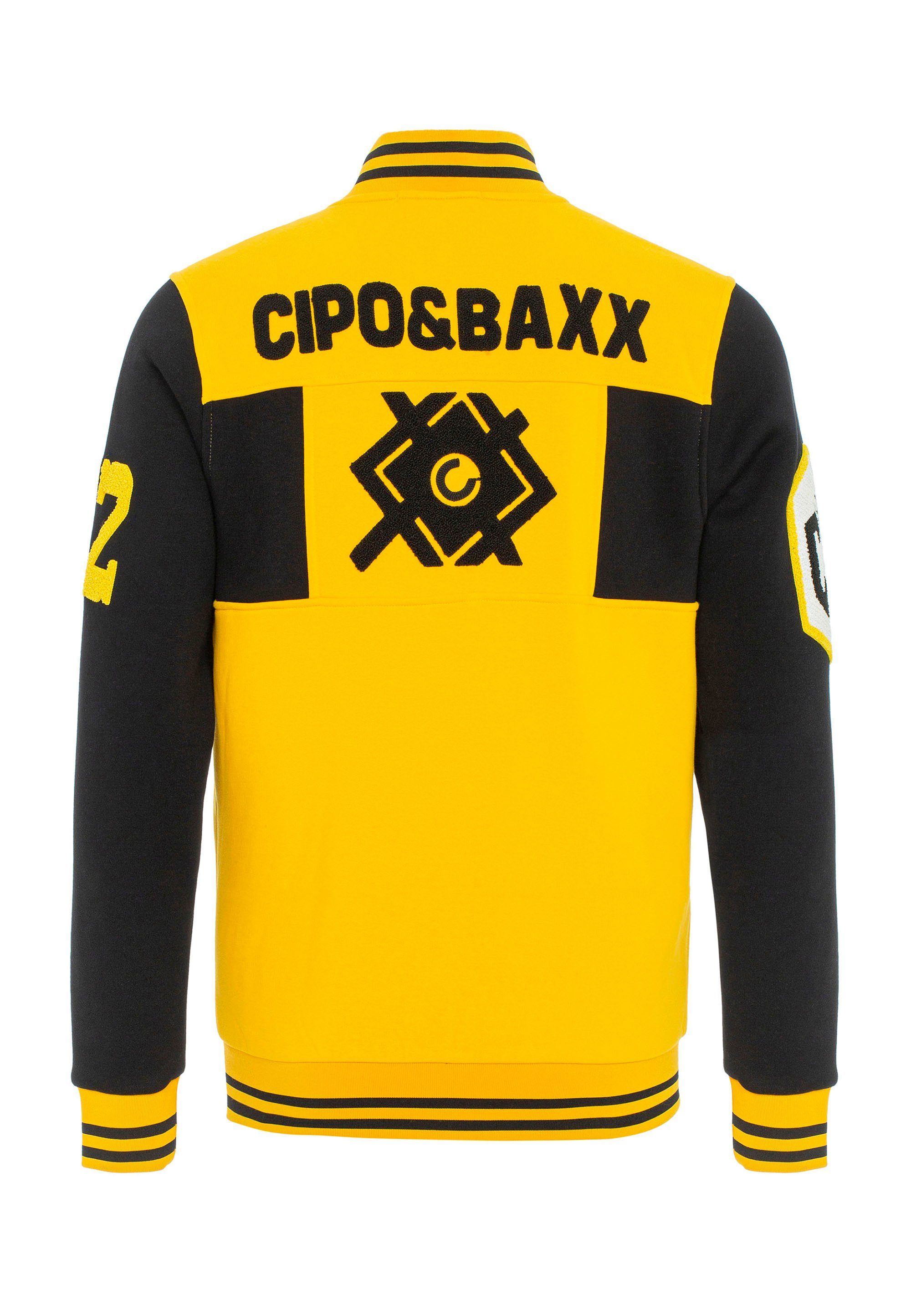 gelb-schwarz Baxx sportlichem Cipo & Sweatjacke Design in