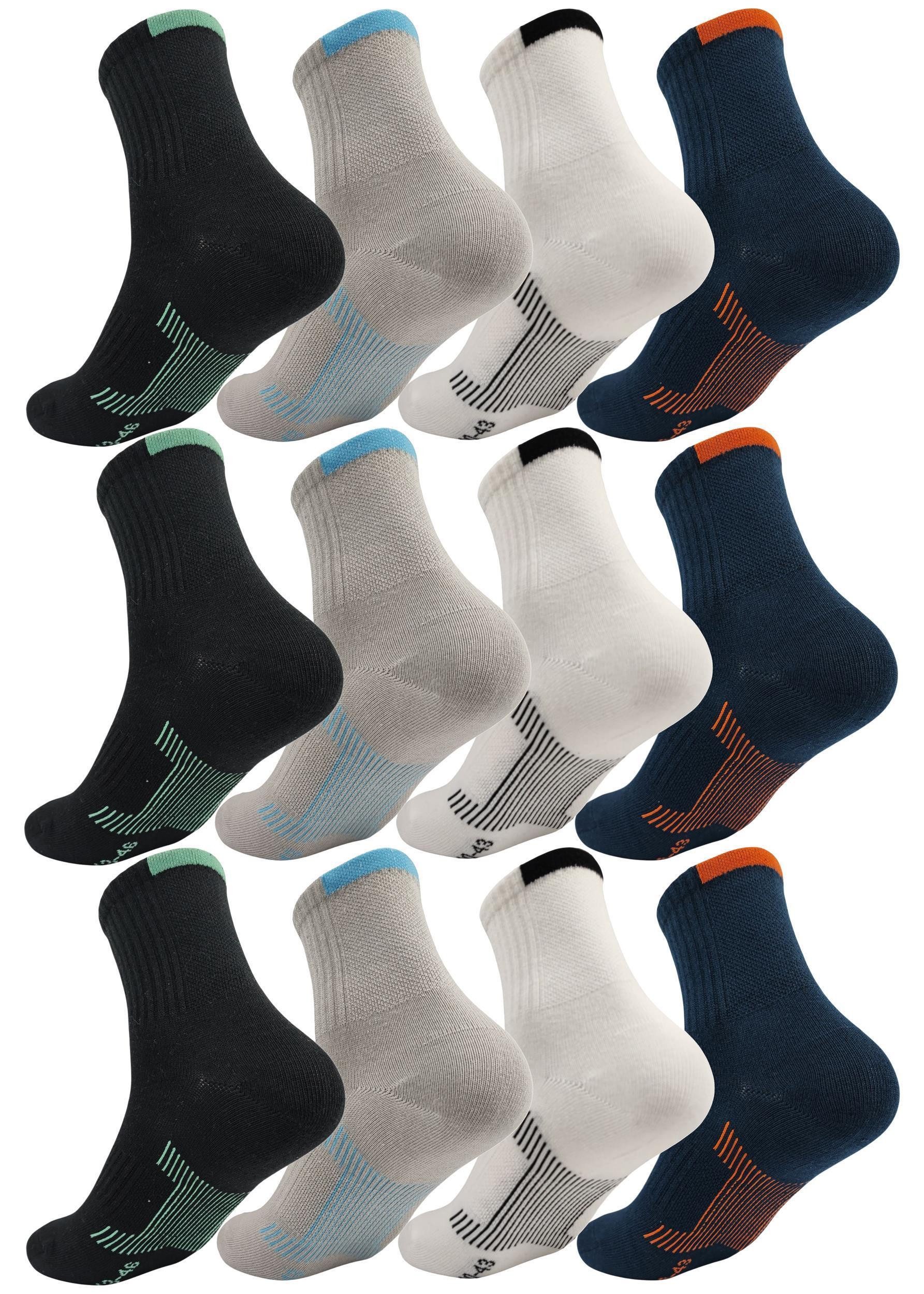 EloModa Sportsocken 12 Paar Herren Sport Sneaker Socken Quarter Socks Kurzs günstig online kaufen