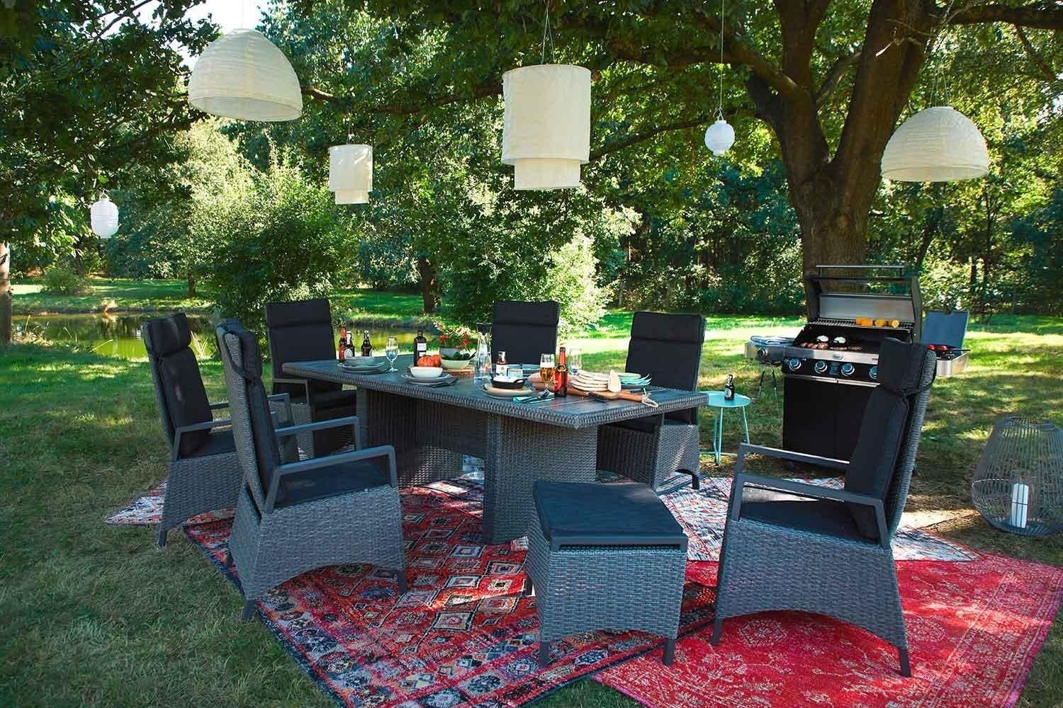 Outdoor Gartensessel KERAMO, Anthrazit, Grau, B 57 x T 68 m, Aluminium, (1-St), Kunststoffgeflecht, Rückenlehne verstellbar