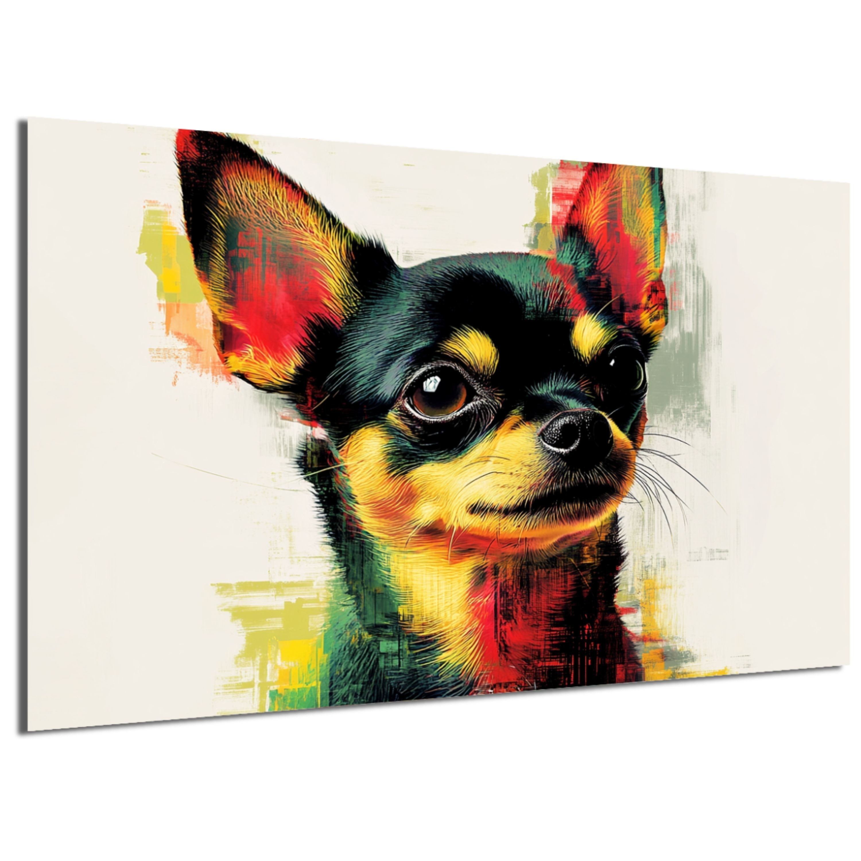 DARO Design Leinwandbild Modern Abstrakt Wandbilder XXL Wandbild Wand Deko Leinwand Bilder, (Hund Warhol Glitch - Bild groß Wohnzimmer Schlafzimmer Küche Esszimmer Einteilig Querformat Fotodruck Leinwände Wanddeko Abstrakte Kunst Boho), 40x30cm