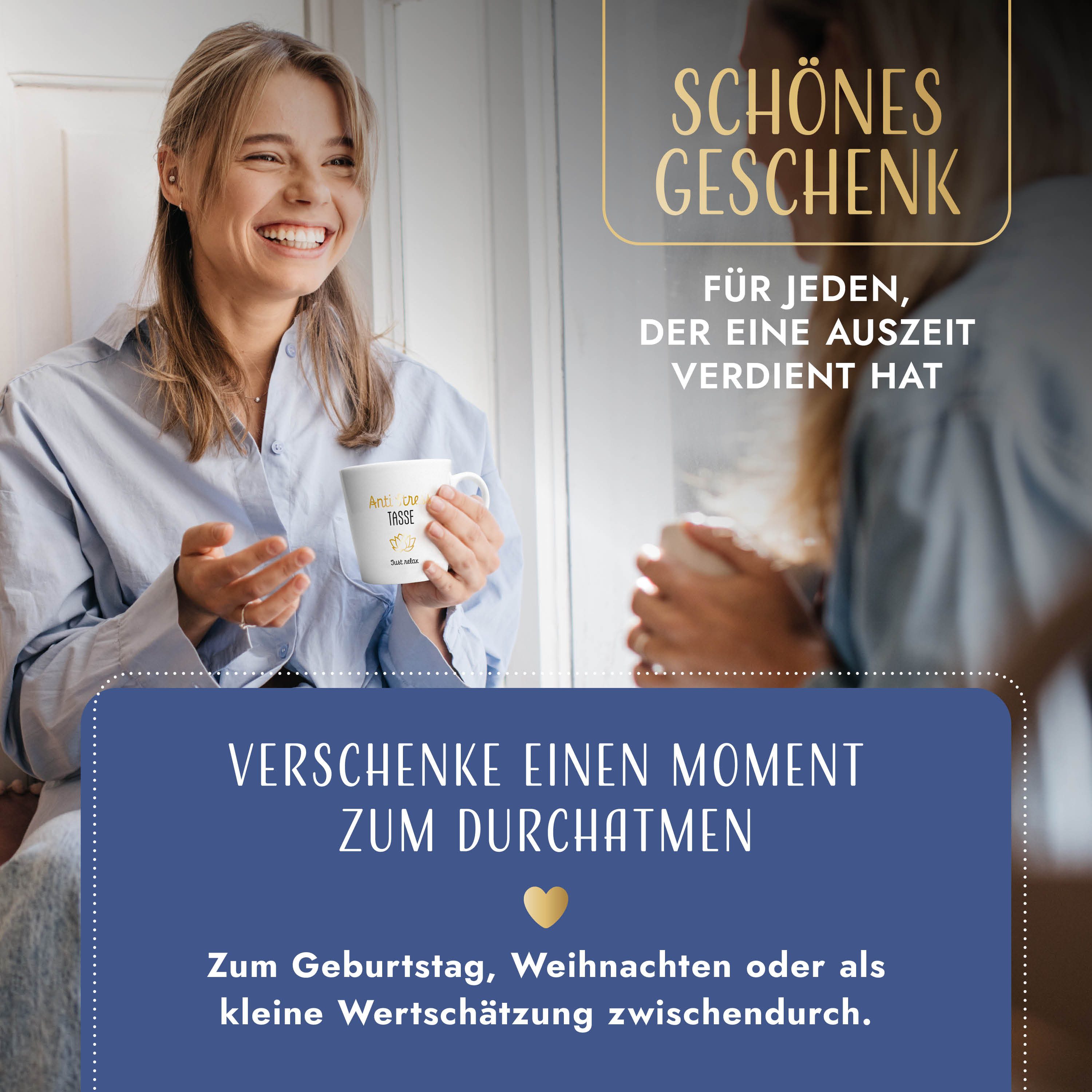 Amari Tasse Anti-Stress hochwertige Goldveredelung (Nr. 23) Geschenkidee, Kaffeetasse Teetasse Bürotasse 330 ml