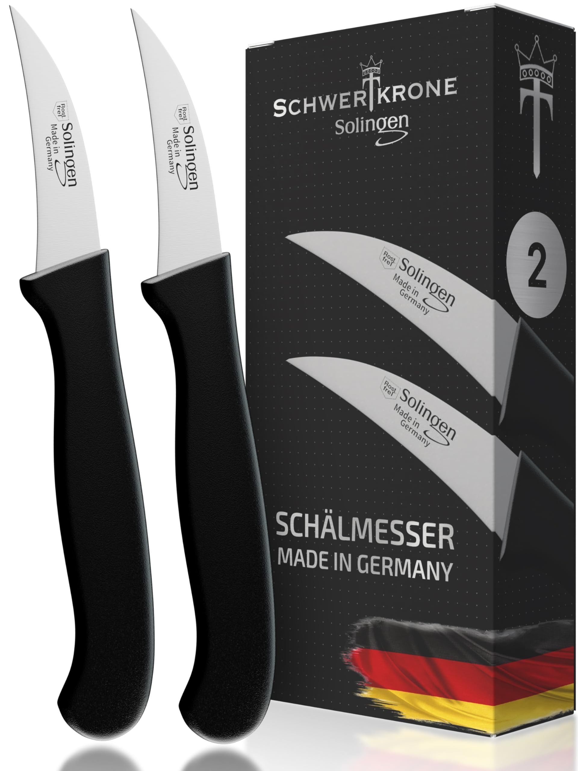 Schwertkrone Kochmesser Ножи Solingen Küchenmesser Schälmesser 2er Gemüsemesser, Premium Quality Allzweckmesser Germany rostfrei Dünnschliff