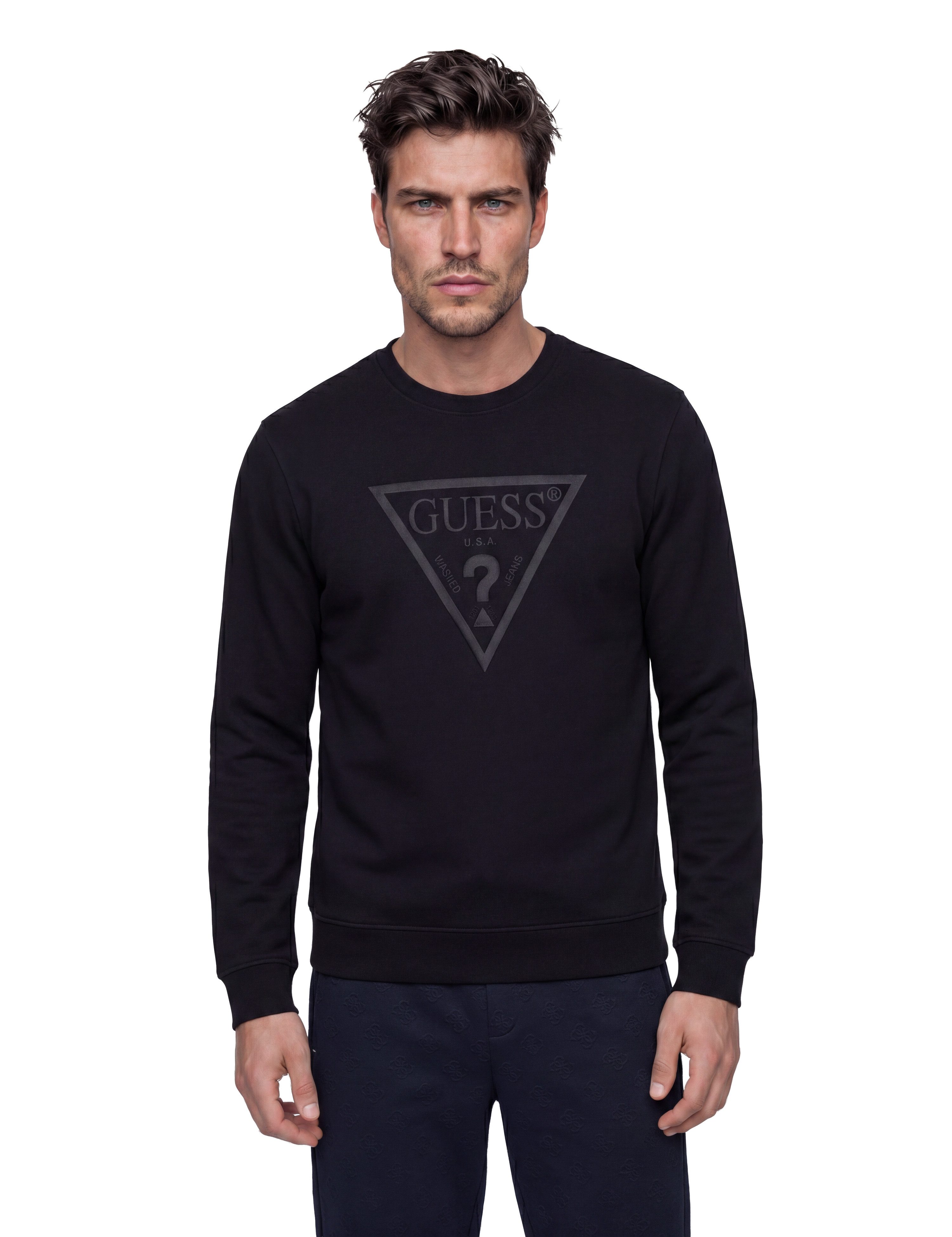 Guess Sweatshirt AUDLEY Rundhalsausschnitt, Regular Fit, Logodruck
