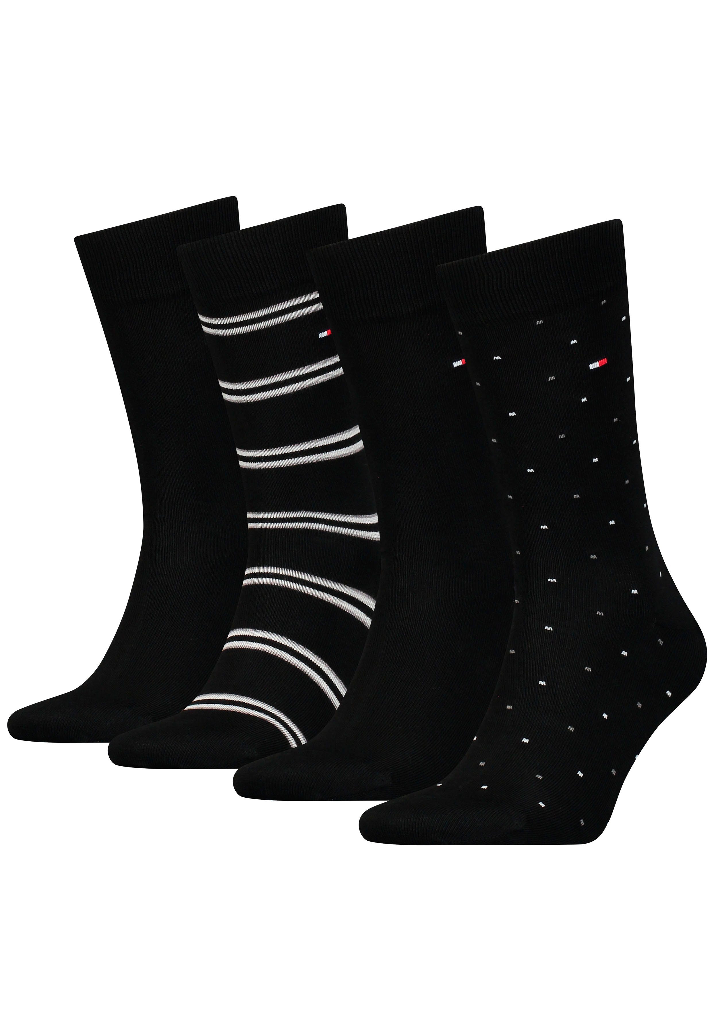 Tommy Hilfiger Socken (Packung, 4-Paar) TH MEN SOCK 4P TIN GIFTBOX STRIPE DOT black