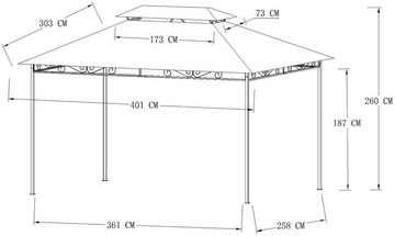 Livotion Pavillon, mit 4 Seitenteilen, mit LED-Beleuchtung, 300x400cm