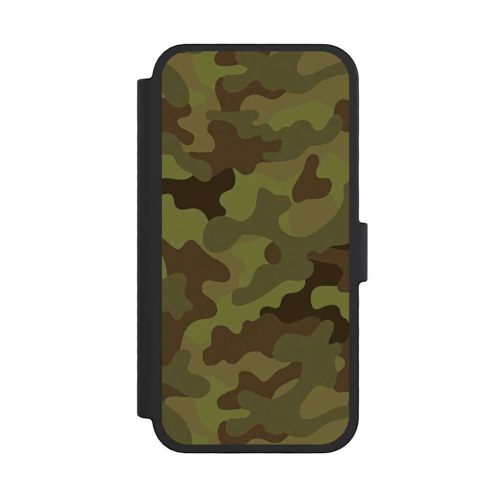 NIVOCASE Handyhülle Camouflage Tarnmuster Bundeswehr Military Denim Camo, Apple iPhone 16 Pro Klapphülle Handyhülle aus Kunst Leder