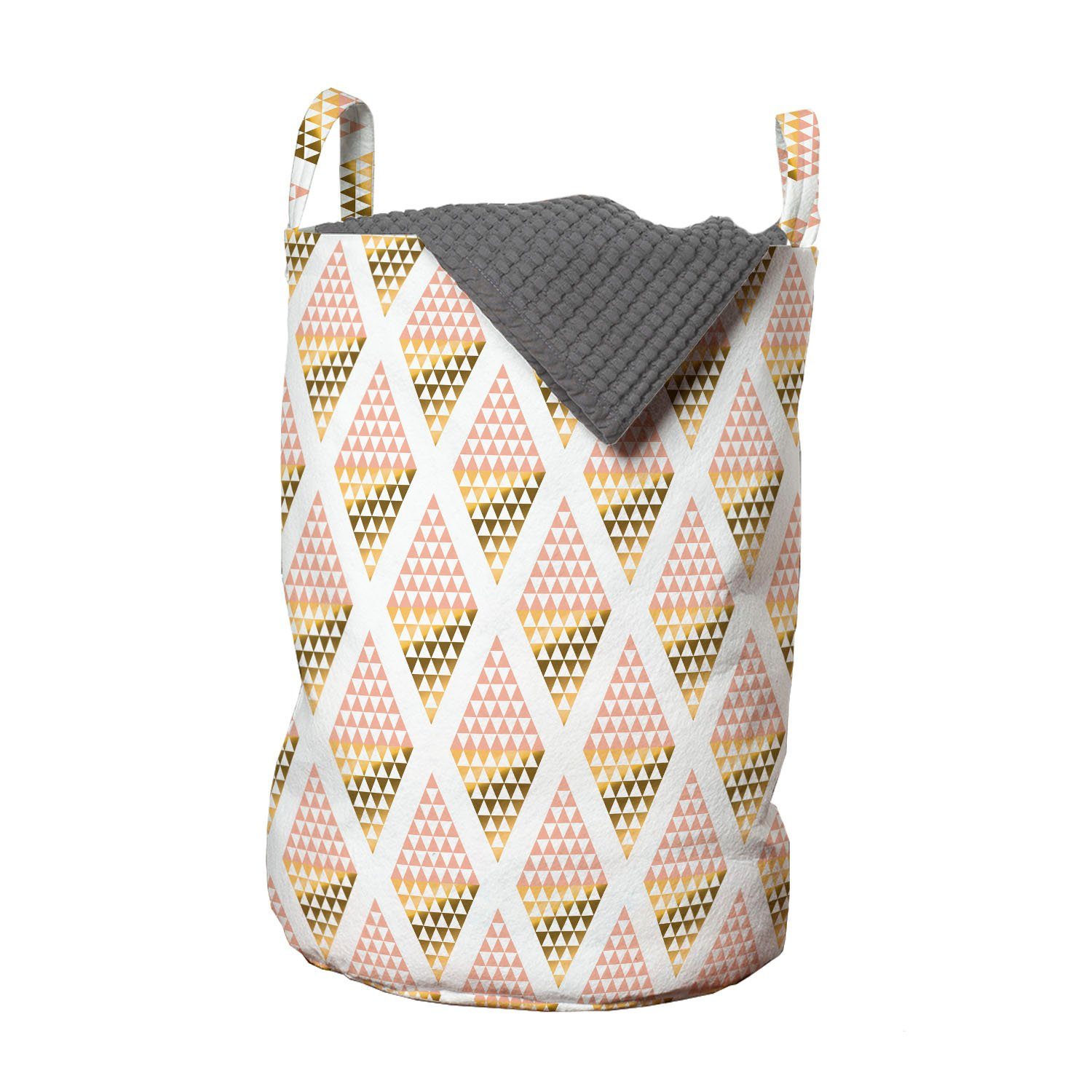 Abakuhaus Wäschesäckchen Wäschekorb mit Griffen Kordelzugverschluss für Waschsalons, Geometrisch Rhomben mit Triangles