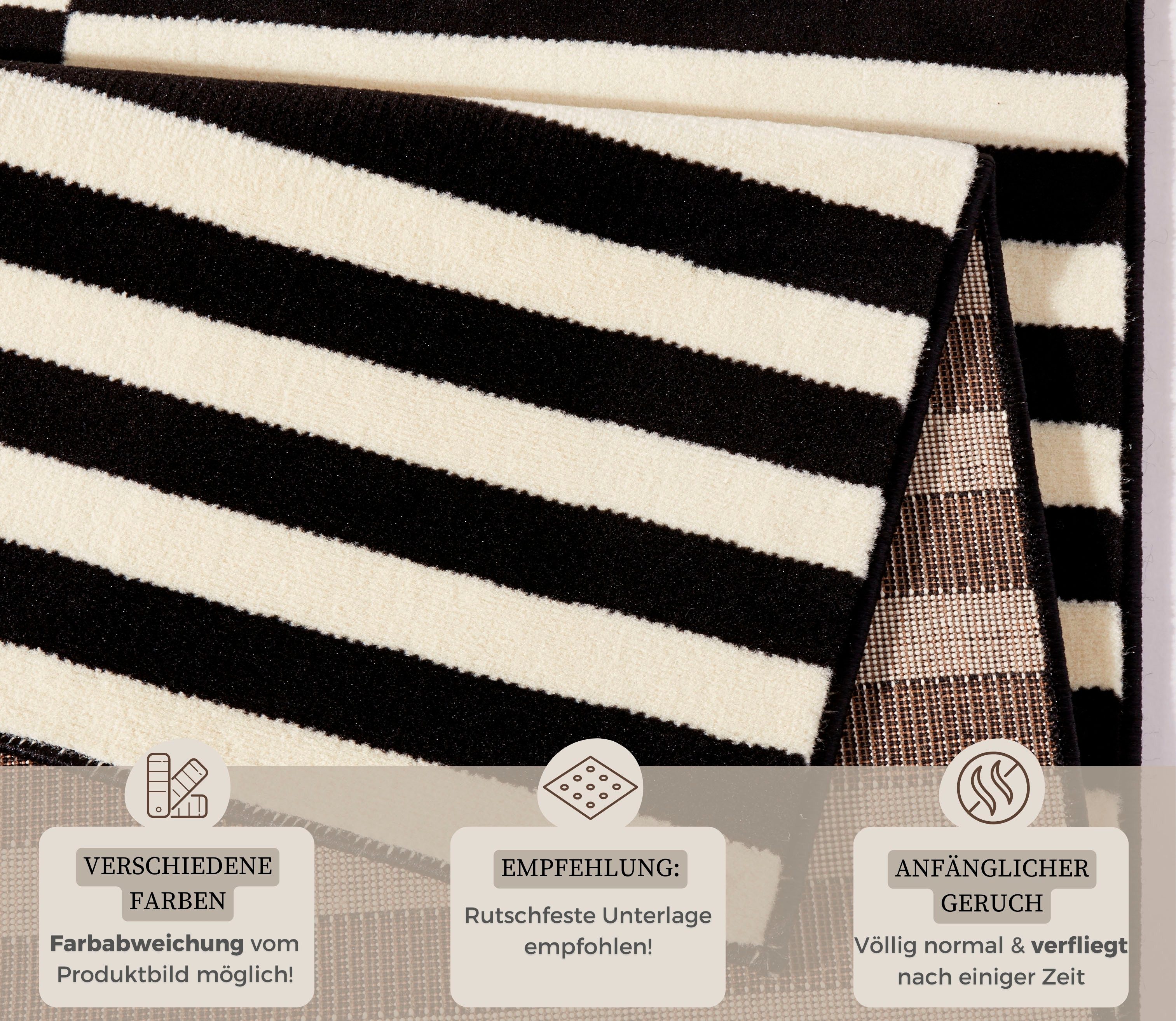 HANSE Home Teppich Panel, rechteckig, Höhe: 9 mm, Kurzflor, Läufer, Streifen, Linien, ringsum gekettelt, robust