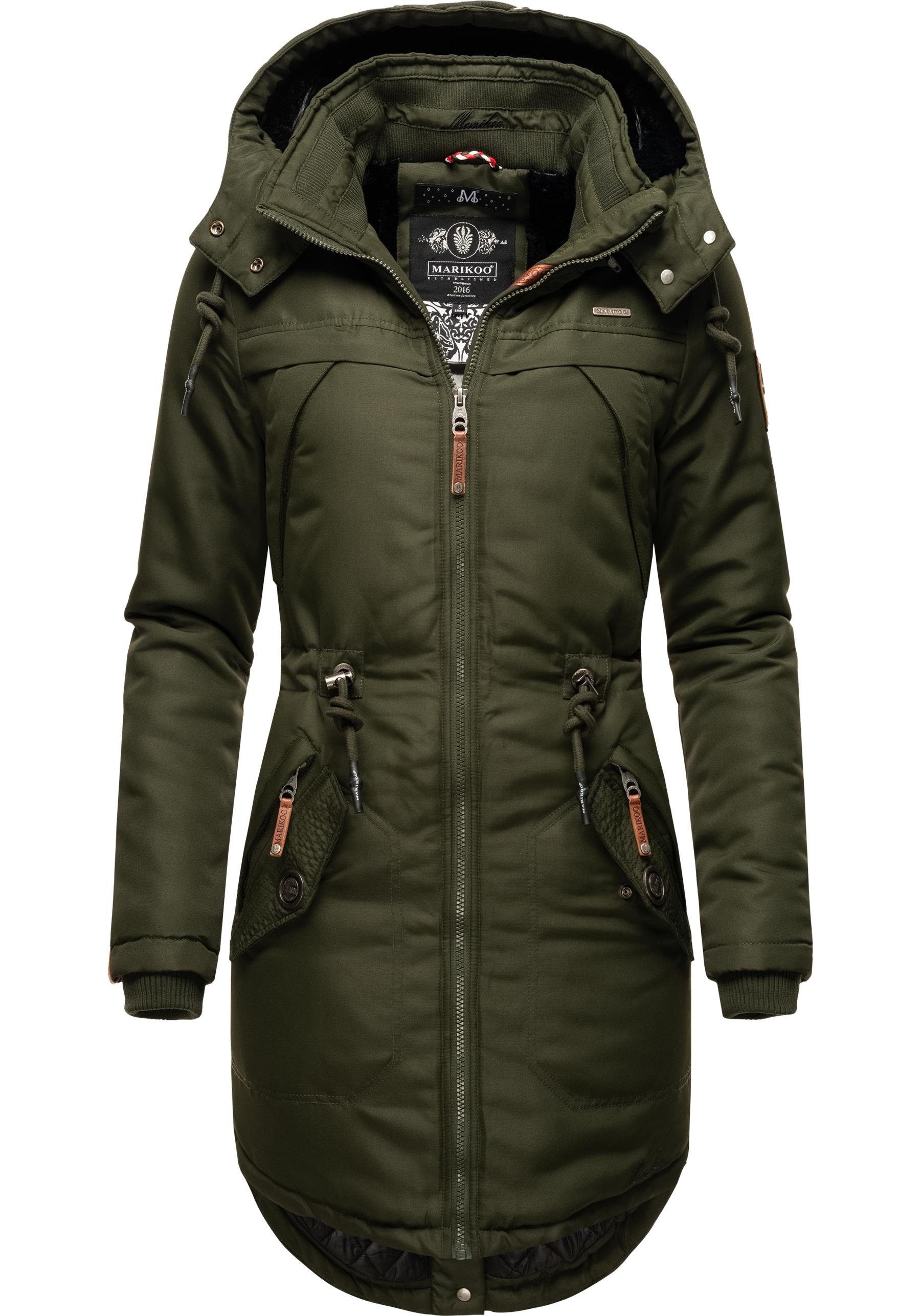 Marikoo Wintermantel Kamii sportlicher Damen Winterparka mit abnehmb. Kapuze