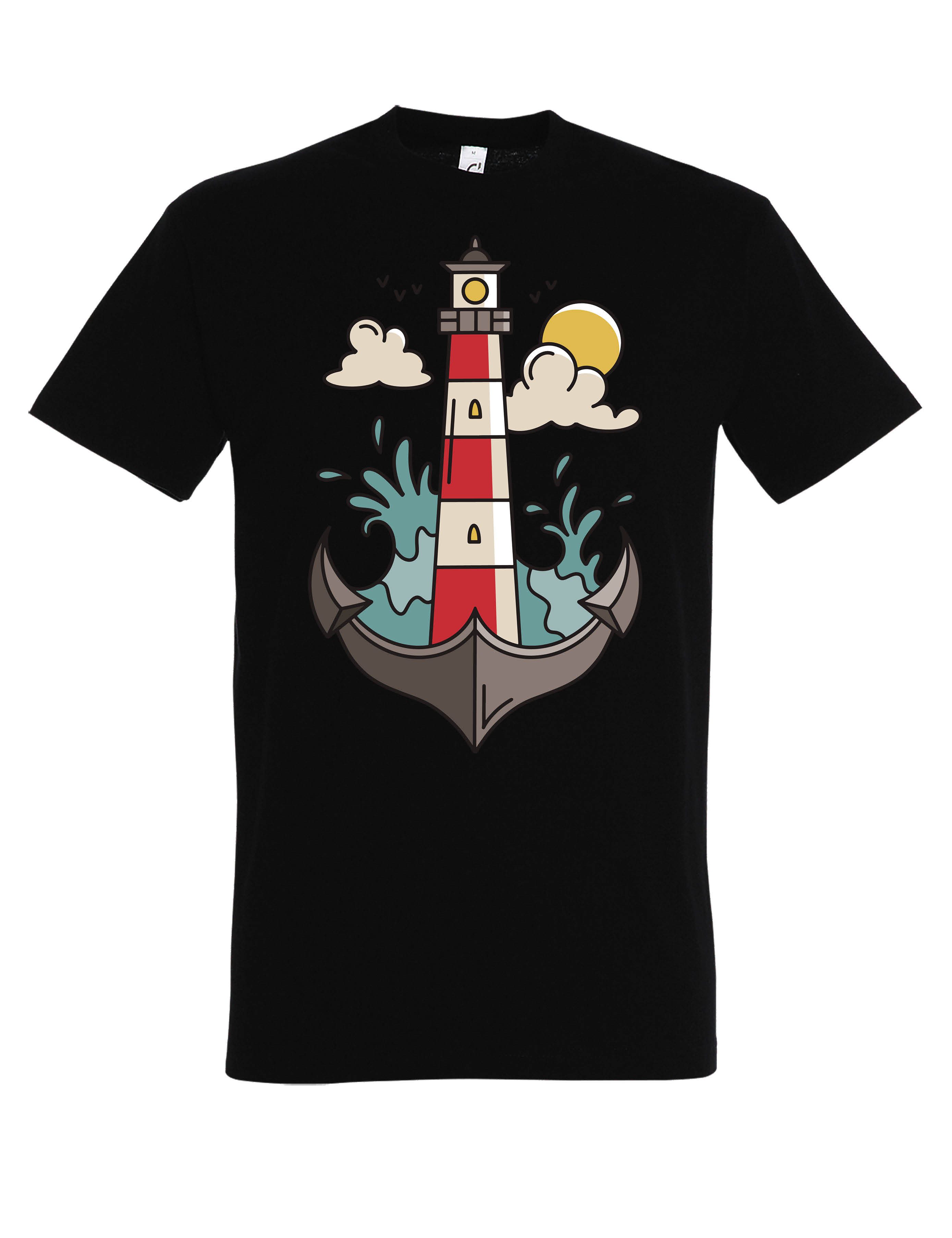 Youth Designz Print-Shirt "Anker Leuchtturm" Herren T-Shirt Lustigen Print Statement Geschenk mit witzigen und stylischen Aufdruck für Männer