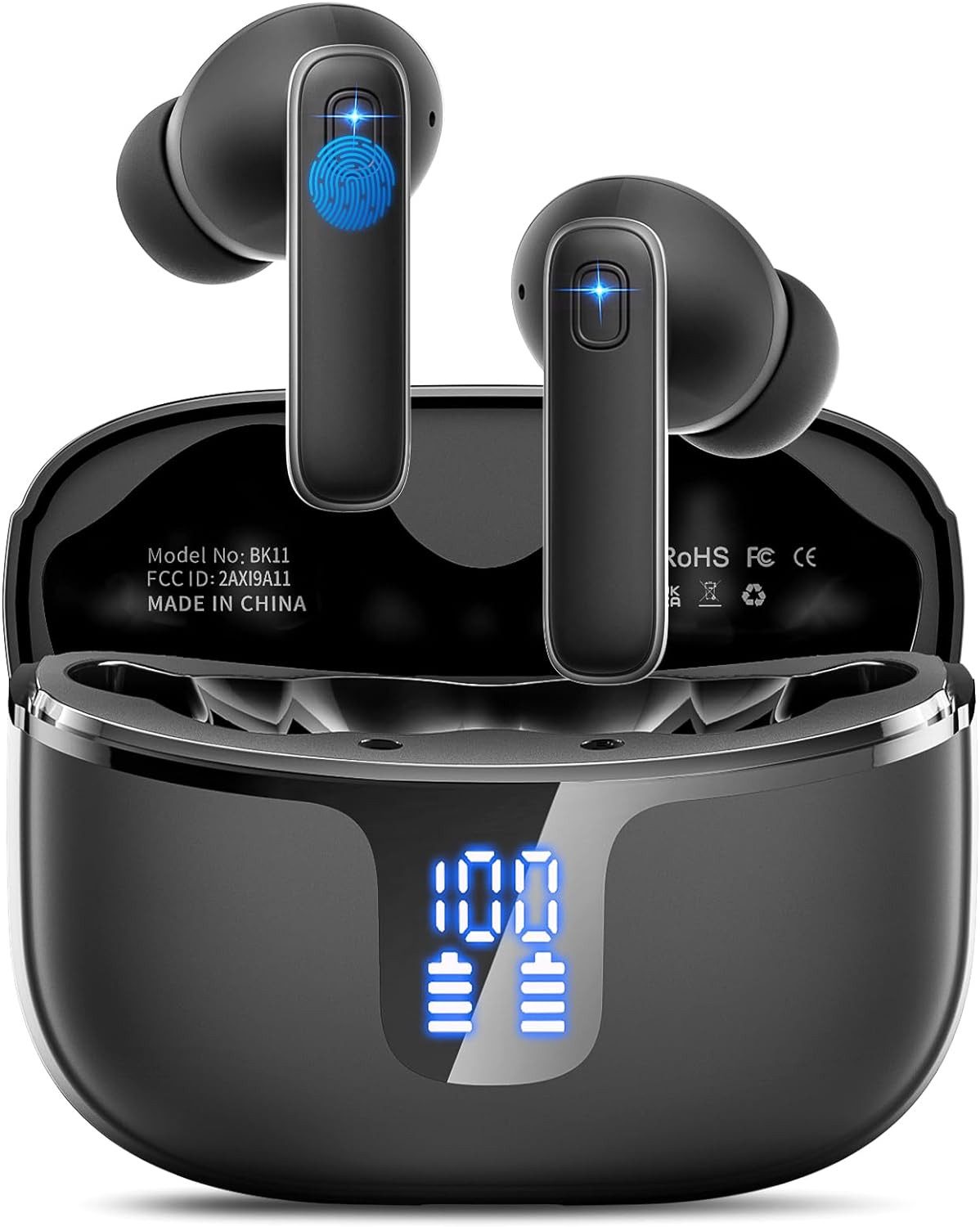 Renimer Kabellos Bluetooth 5.3 mit 4 Mikrofon, ENC Lärmreduzierung In-Ear-Kopfhörer (Ultraleicht und bequem für den ganzen Tag Musikgenuss unterwegs., 40 Std HiFi Stereo, LED-Anzeige, USB-C, IP7 Wasserdicht Ohrhörer)